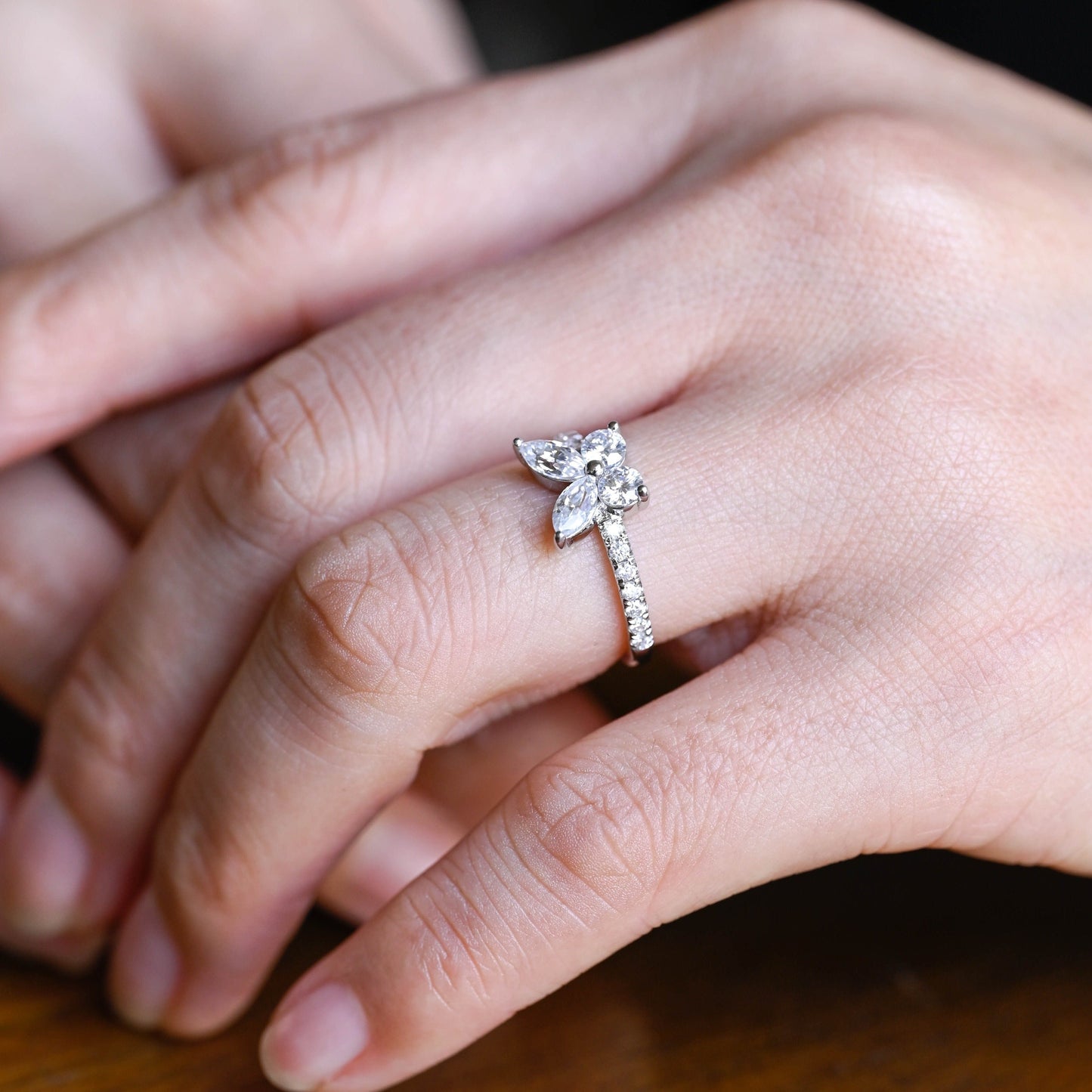 CausYou Marquise cut moissanite engagement ring CausYou Solid Gold Butterfly Marquise Cut Moissanite Engagement Ring, Dainty Promise Ring, Proposal Ring, Gift for Woman, Wife