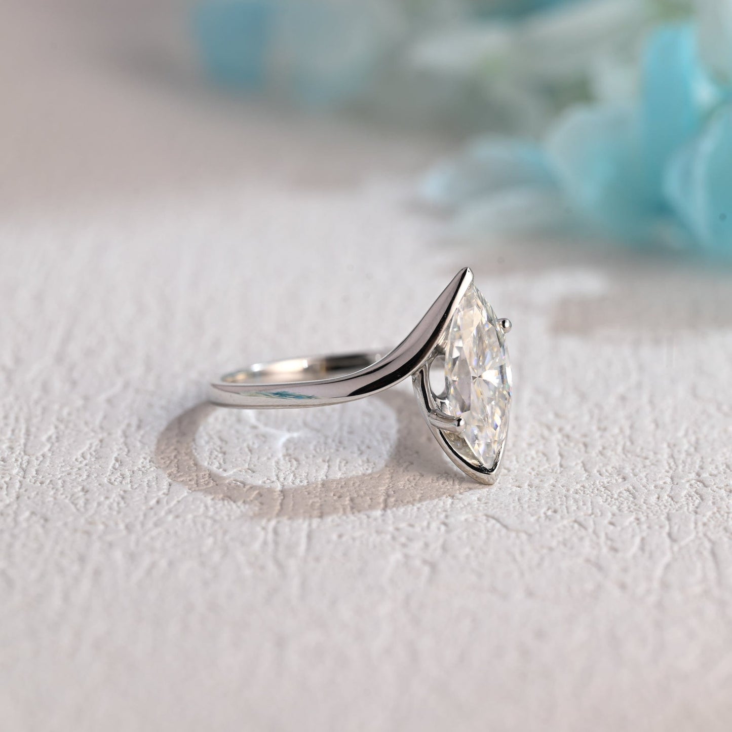 CausYou Marquise cut moissanite engagement ring CausYou Solid Gold Bypass Marquise Cut Moissanite Engagement Ring, Wedding Ring, Proposal Ring for Women