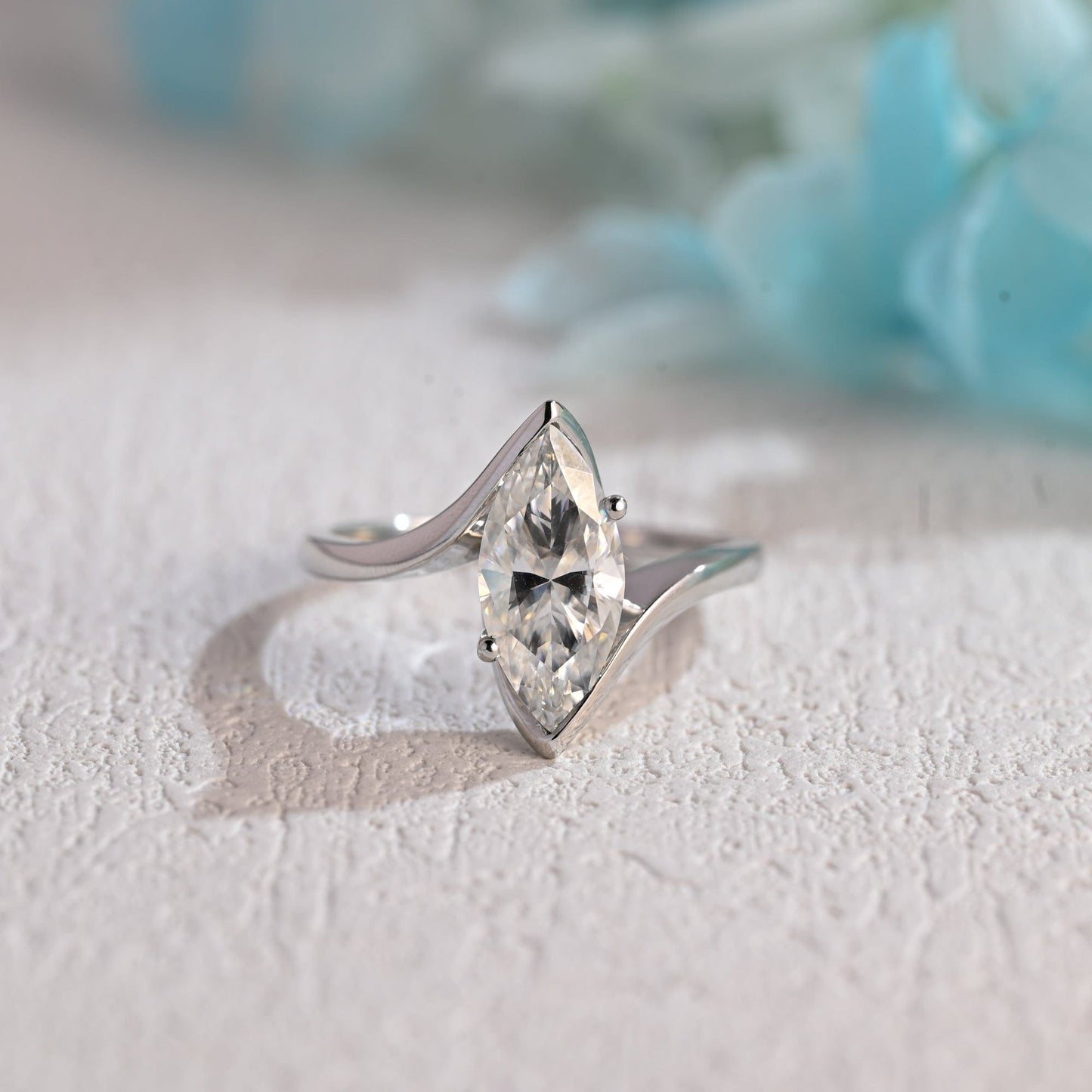 CausYou Marquise cut moissanite engagement ring CausYou Solid Gold Bypass Marquise Cut Moissanite Engagement Ring, Wedding Ring, Proposal Ring for Women