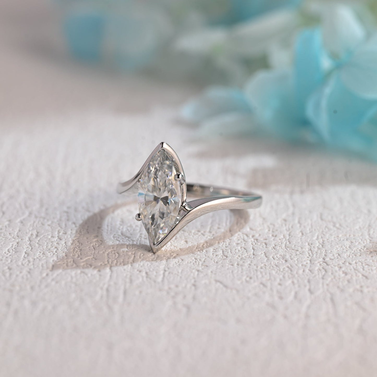 CausYou Marquise cut moissanite engagement ring CausYou Solid Gold Bypass Marquise Cut Moissanite Engagement Ring, Wedding Ring, Proposal Ring for Women