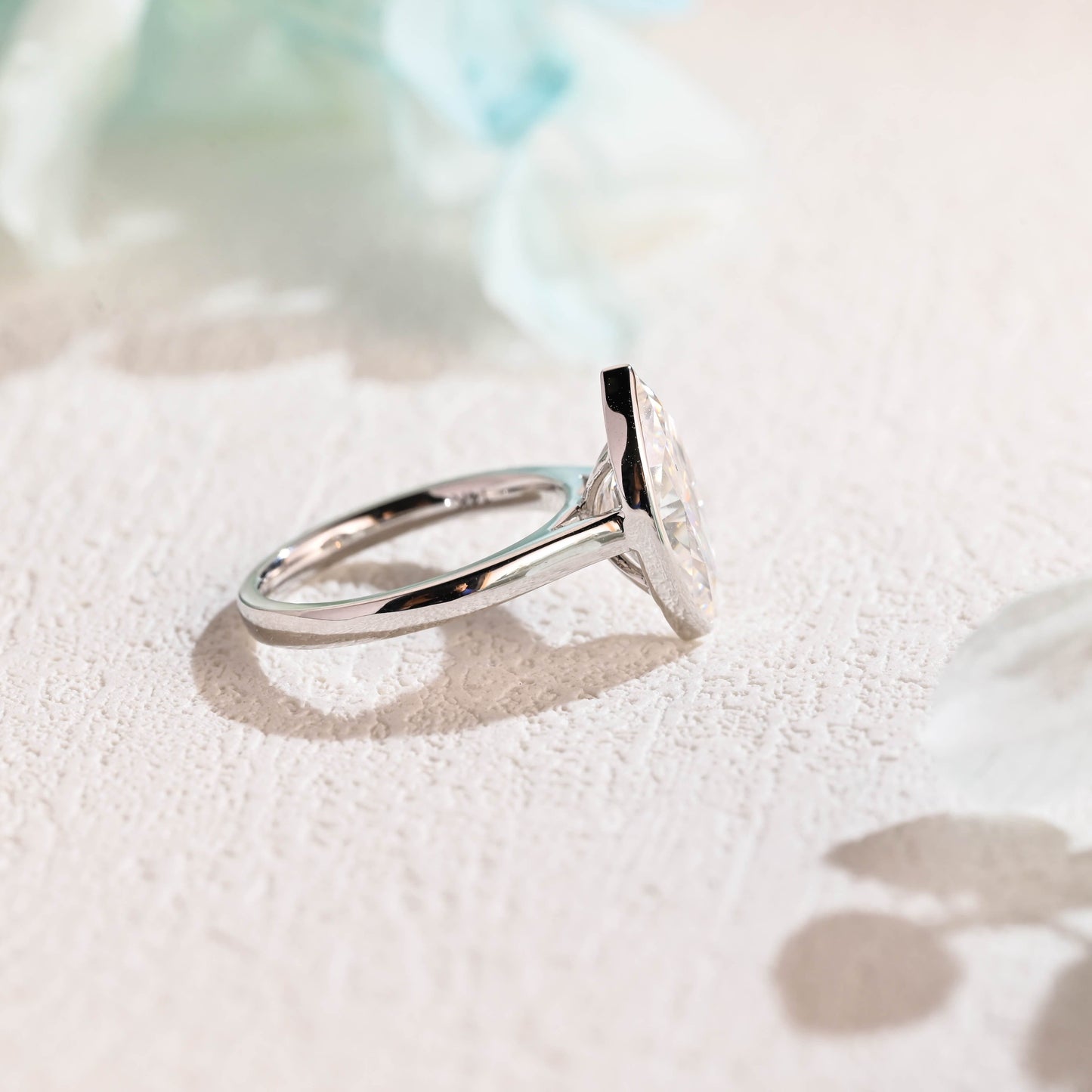 CausYou Marquise cut moissanite engagement ring CausYou Solid Gold Marquise Cut Moissanite Engagement Ring Bezel Ring Cathedral Setting, Solitaire Promise Ring Proposal Ring, Gift for Women Wife