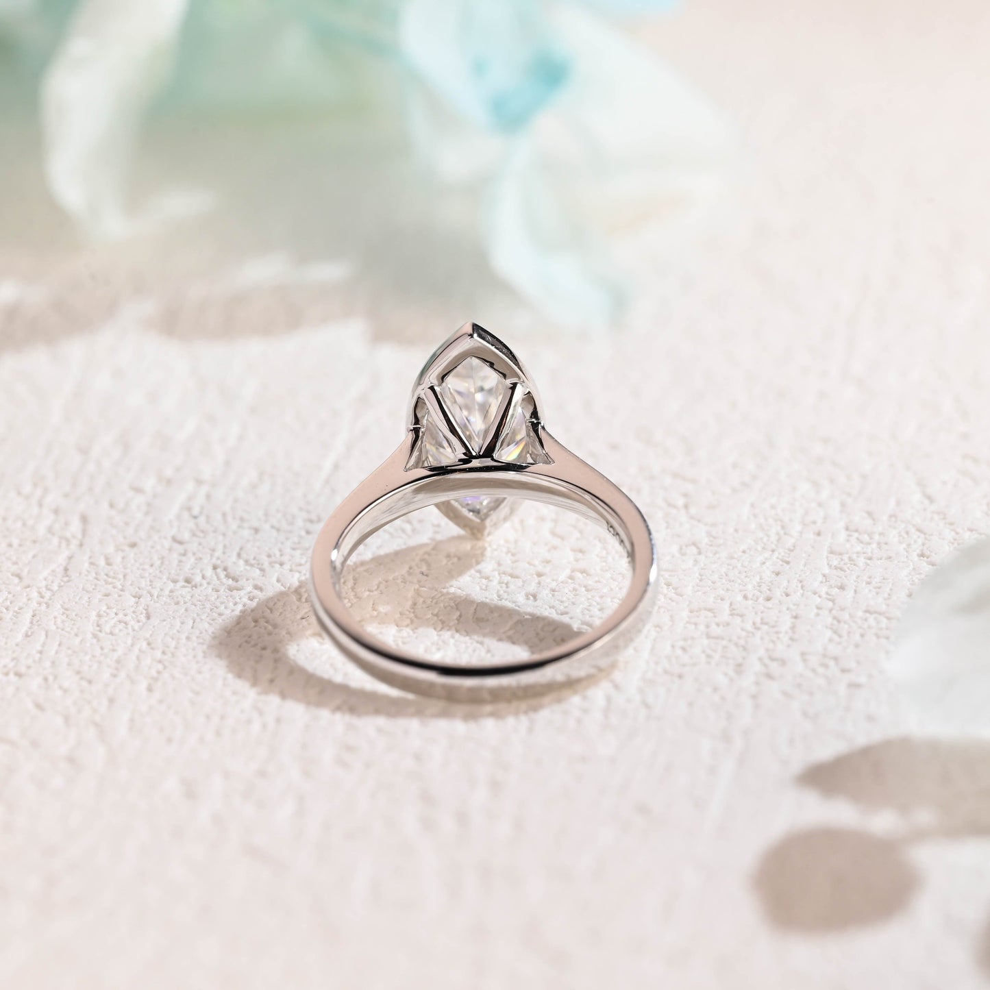 CausYou Marquise cut moissanite engagement ring CausYou Solid Gold Marquise Cut Moissanite Engagement Ring Bezel Ring Cathedral Setting, Solitaire Promise Ring Proposal Ring, Gift for Women Wife