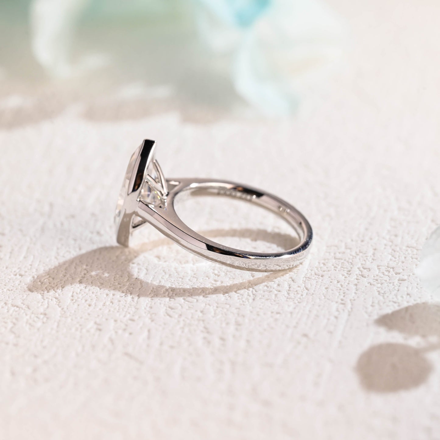 CausYou Marquise cut moissanite engagement ring CausYou Solid Gold Marquise Cut Moissanite Engagement Ring Bezel Ring Cathedral Setting, Solitaire Promise Ring Proposal Ring, Gift for Women Wife