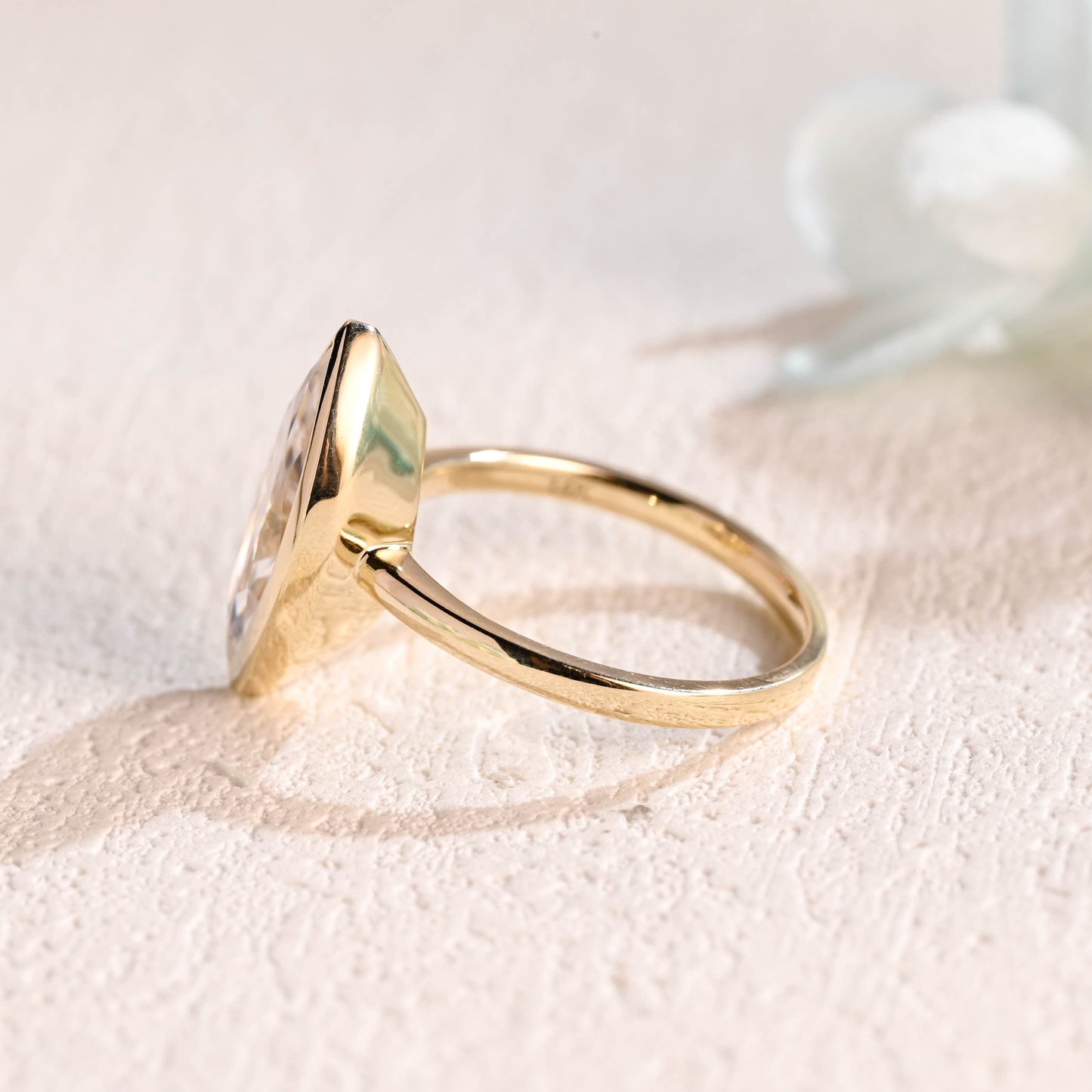 CausYou Marquise cut moissanite engagement ring CausYou Solid Gold Marquise Cut Moissanite Engagement Ring Bezel Ring, Solitaire Promise Ring, Proposal Ring, Gift for Women Wife