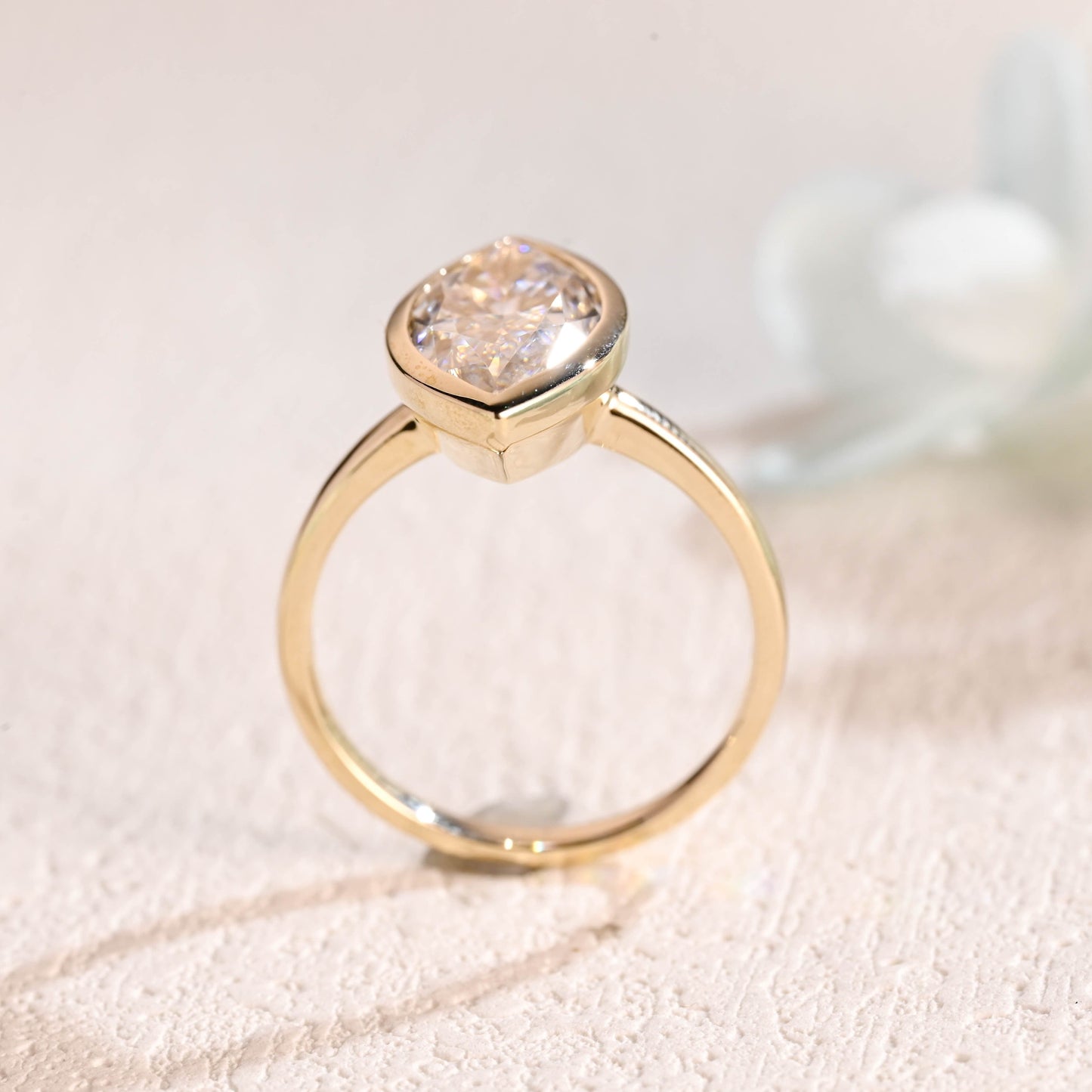 CausYou Marquise cut moissanite engagement ring CausYou Solid Gold Marquise Cut Moissanite Engagement Ring Bezel Ring, Solitaire Promise Ring, Proposal Ring, Gift for Women Wife
