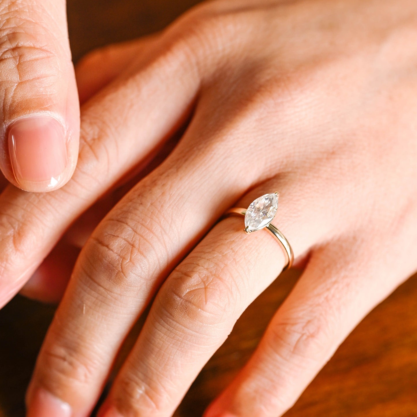 CausYou Marquise cut moissanite engagement ring CausYou Solid Gold Marquise Cut Moissanite Engagement Ring, Promise Ring, Proposal Ring, Gift for Woman, Wife