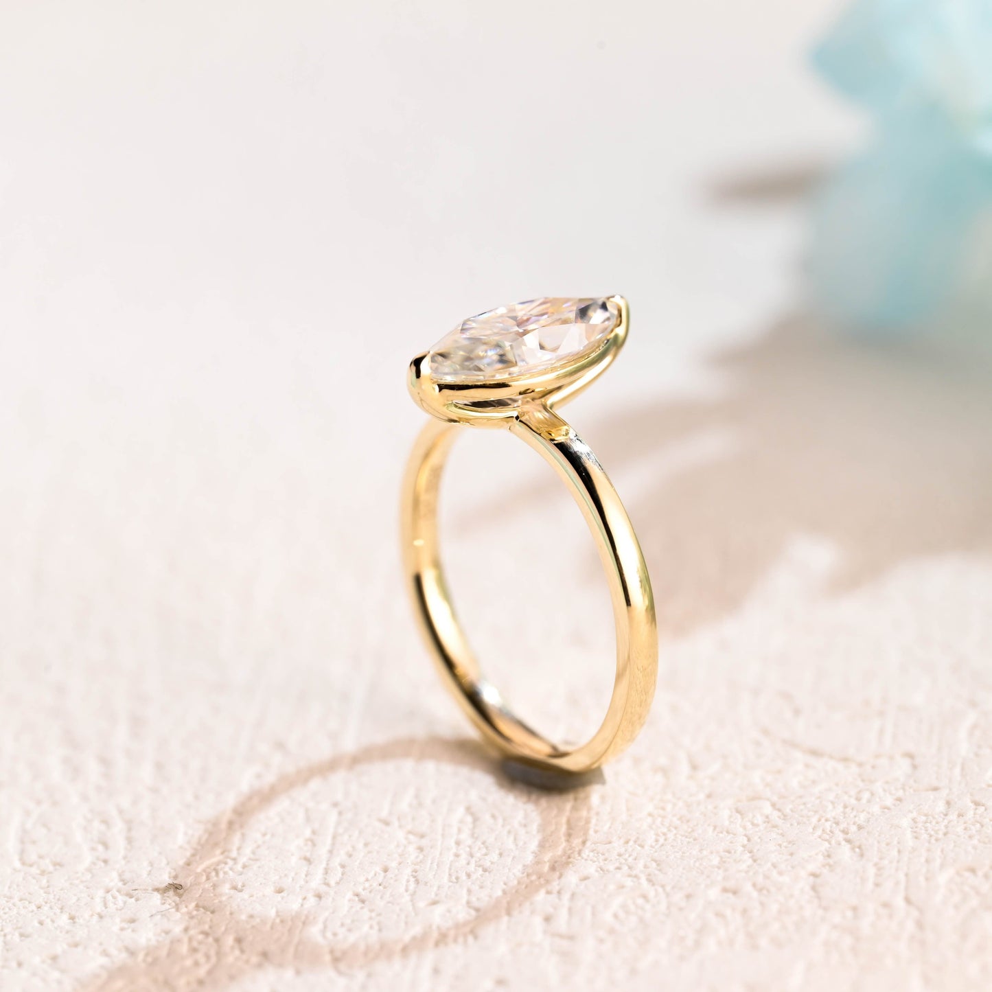 CausYou Marquise cut moissanite engagement ring CausYou Solid Gold Marquise Cut Moissanite Engagement Ring, Promise Ring, Proposal Ring, Gift for Woman, Wife