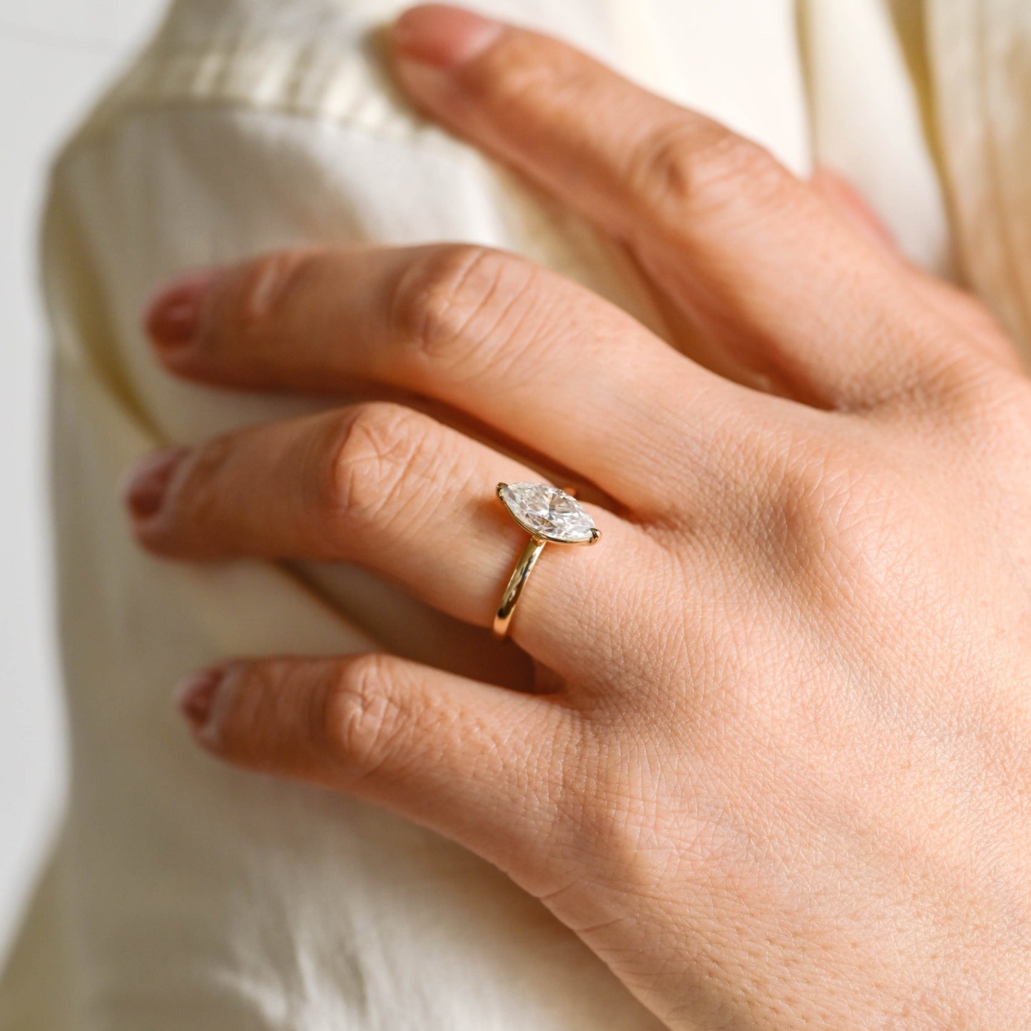 CausYou Marquise cut moissanite engagement ring CausYou Solid Gold Marquise Cut Moissanite Engagement Ring, Promise Ring, Proposal Ring, Gift for Woman, Wife