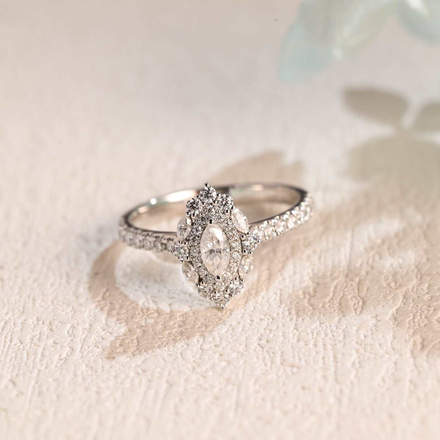 CausYou Marquise cut moissanite engagement ring CausYou Solid Gold Marquise Cut Moissanite Engagement Ring, Vintage Style Wedding Ring Promise Ring for Women Wife