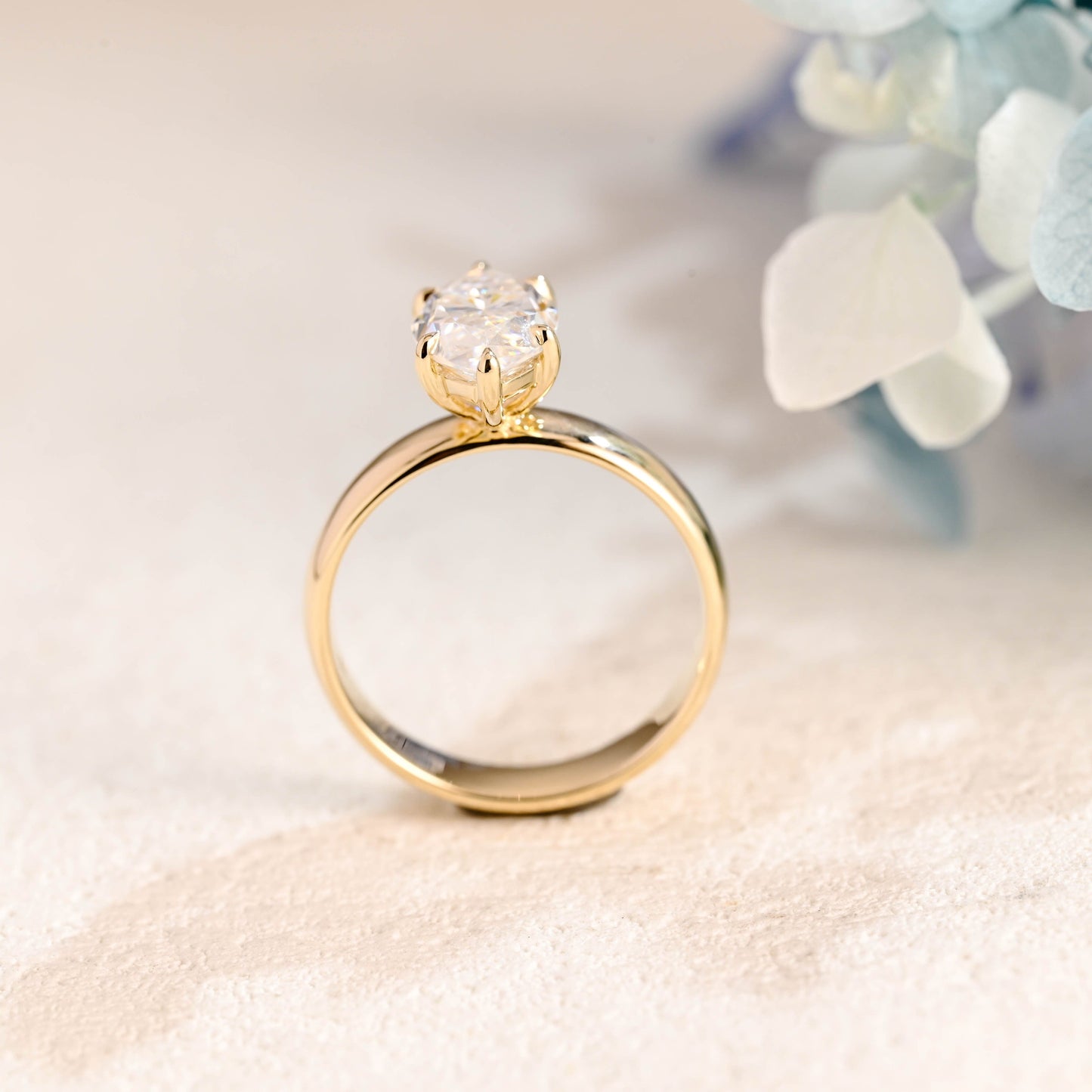 CausYou Marquise cut moissanite engagement ring Solid Gold 4mm Width Solitaire Marquise Cut Moissanite Engagement Ring
