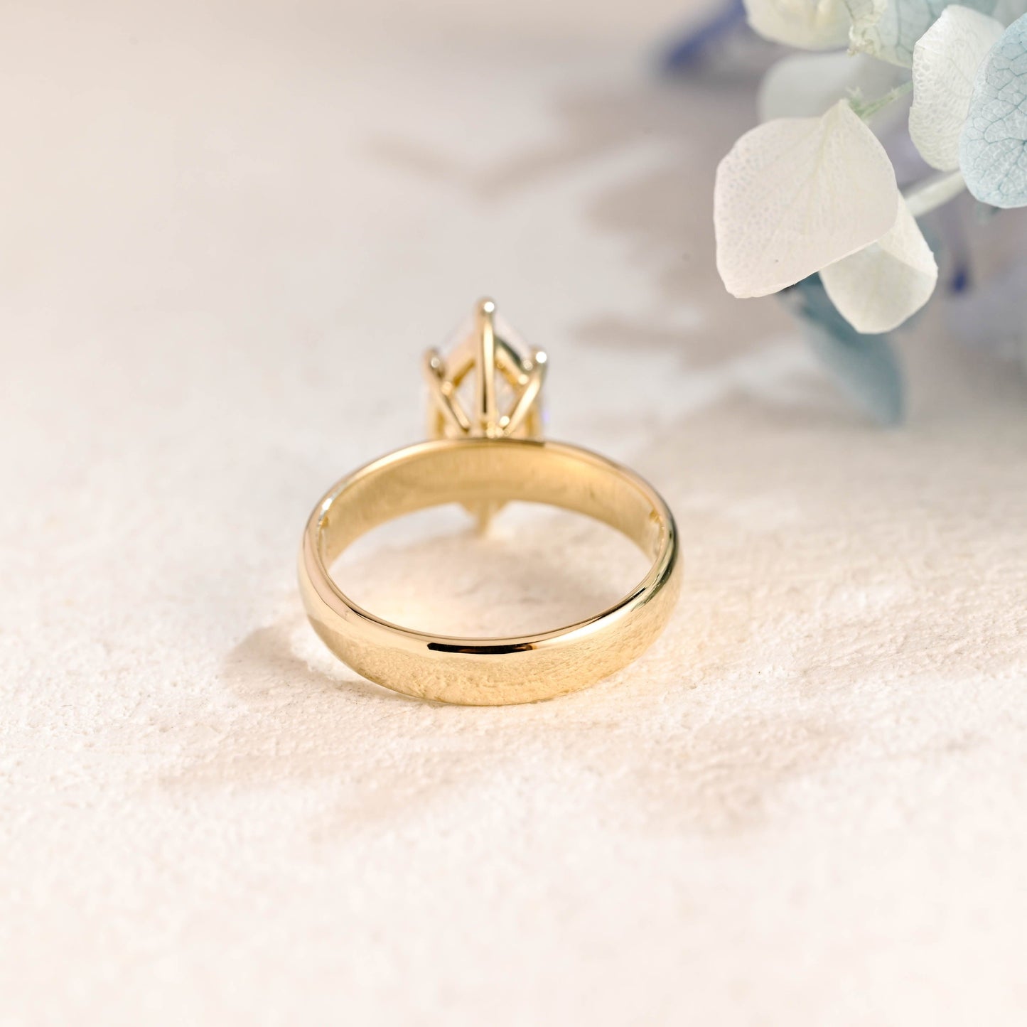 CausYou Marquise cut moissanite engagement ring Solid Gold 4mm Width Solitaire Marquise Cut Moissanite Engagement Ring