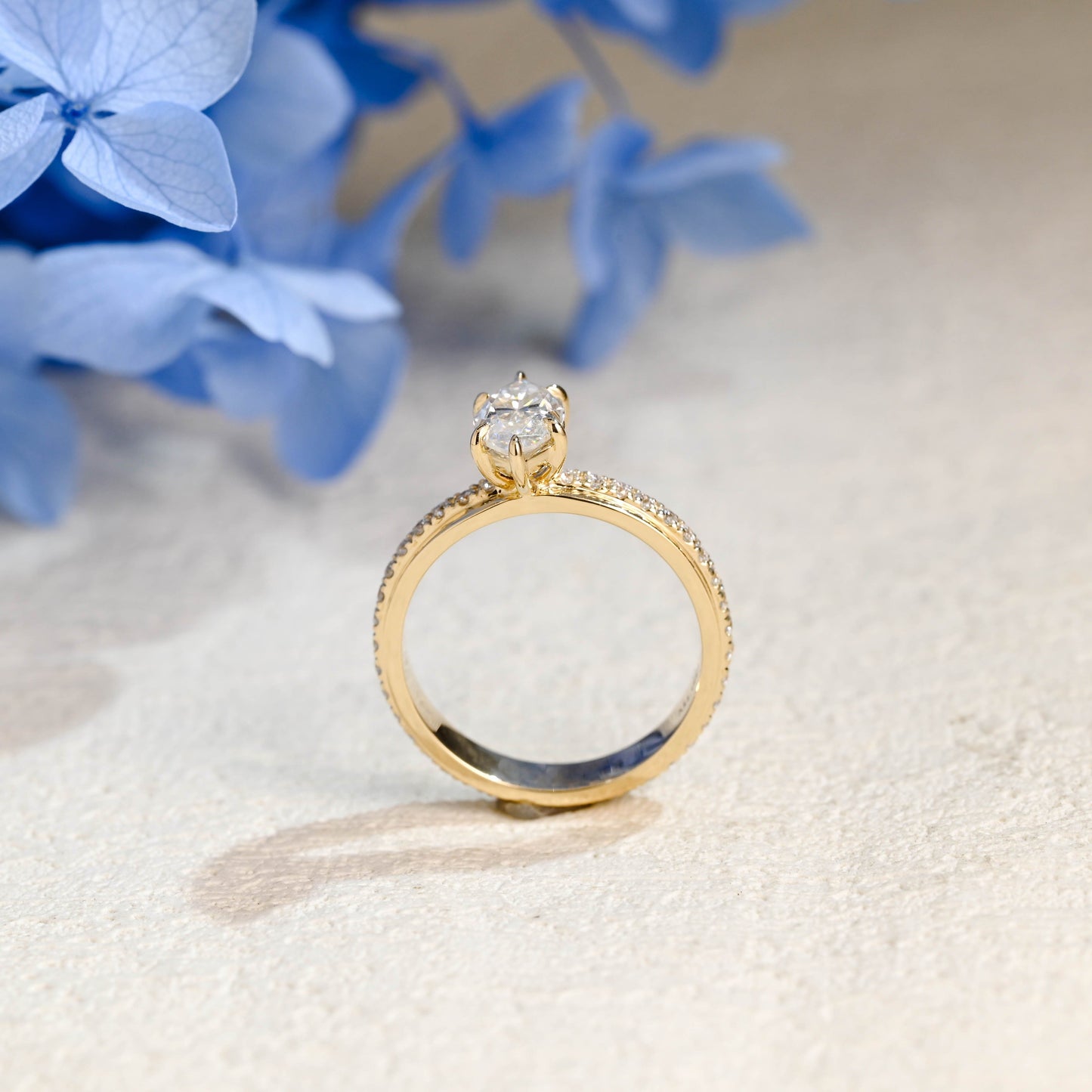 CausYou Marquise cut moissanite engagement ring Solid Gold 4mm Width Thick Marquise Cut Moissanite Engagement Ring