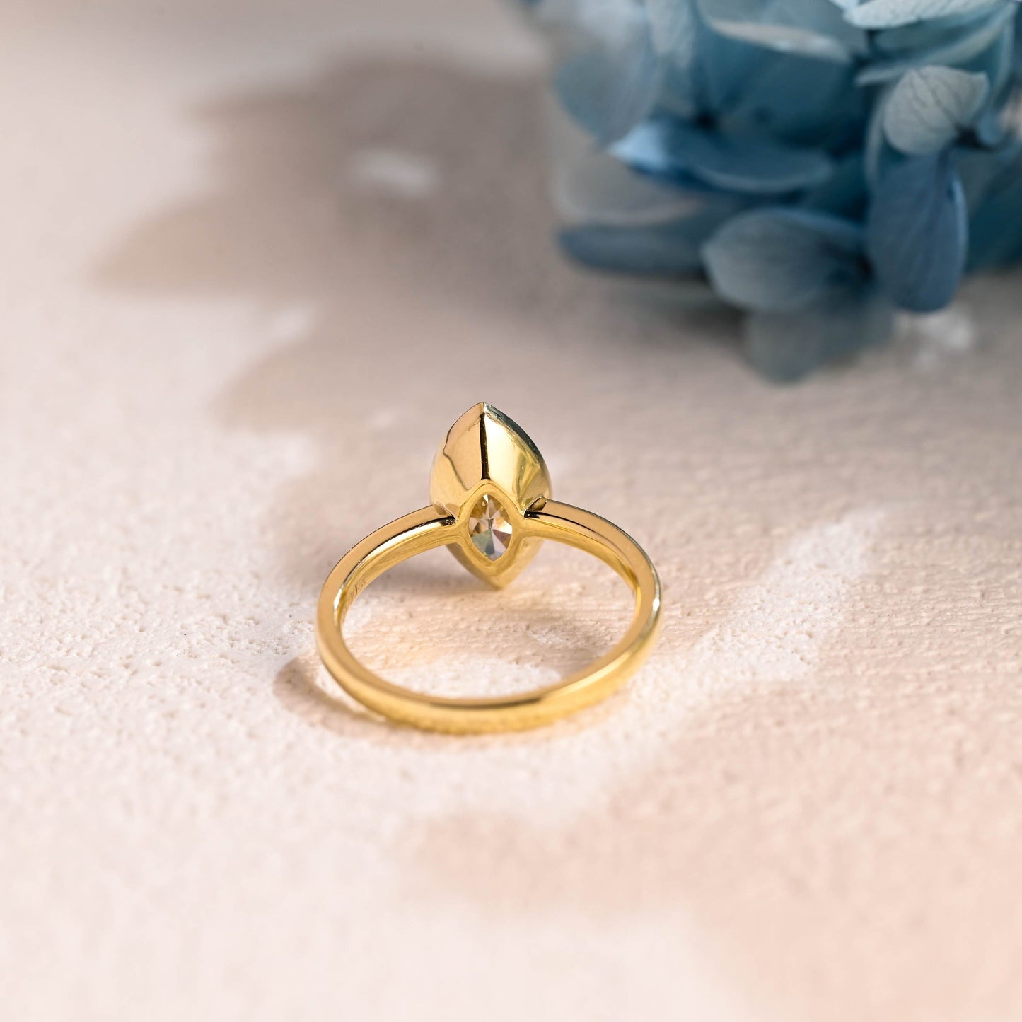 CausYou Marquise cut moissanite engagement ring Solid Gold Bezel Marquise Cut Moissanite Engagement Ring