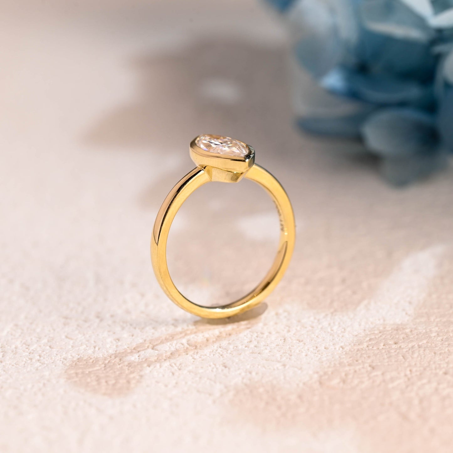 CausYou Marquise cut moissanite engagement ring Solid Gold Bezel Marquise Cut Moissanite Engagement Ring