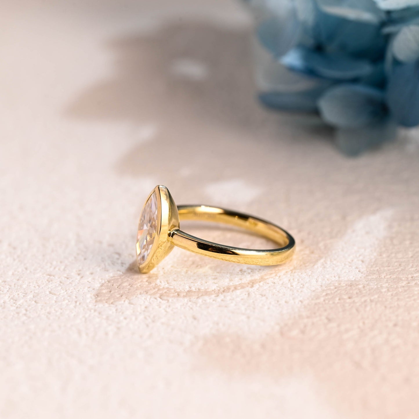CausYou Marquise cut moissanite engagement ring Solid Gold Bezel Marquise Cut Moissanite Engagement Ring