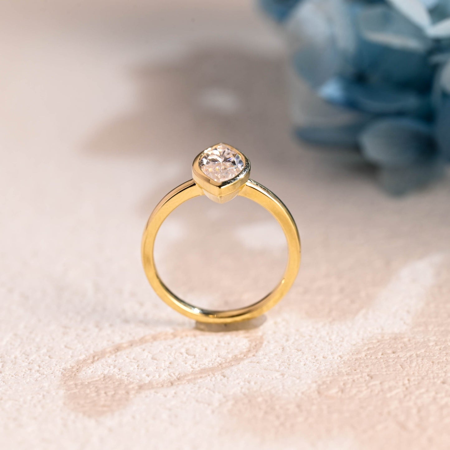 CausYou Marquise cut moissanite engagement ring Solid Gold Bezel Marquise Cut Moissanite Engagement Ring
