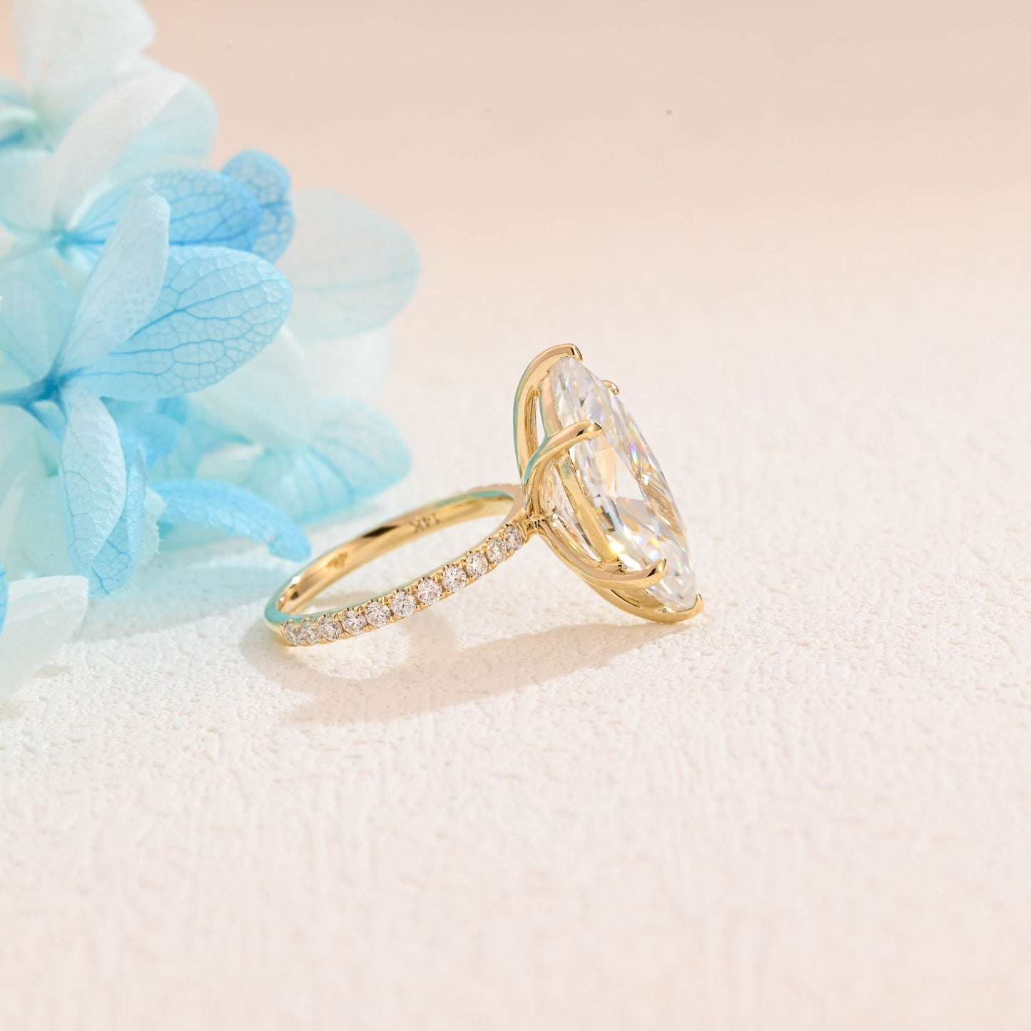 CausYou Marquise cut moissanite engagement ring Solid Gold Crushed Ice Marquise Cut Moissanite Engagement Ring, Promise Ring, Gift for Women Wife
