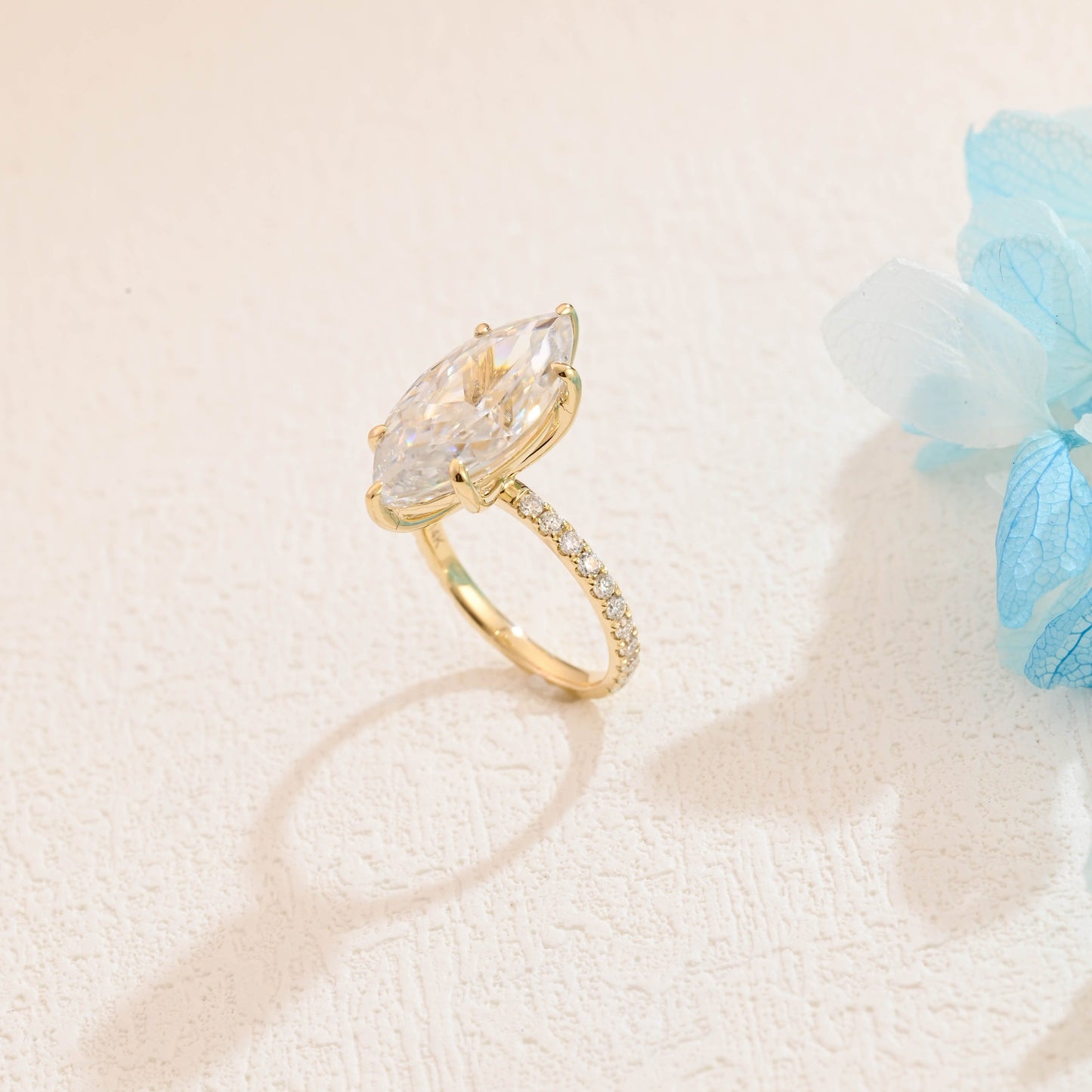 CausYou Marquise cut moissanite engagement ring Solid Gold Crushed Ice Marquise Cut Moissanite Engagement Ring, Promise Ring, Gift for Women Wife