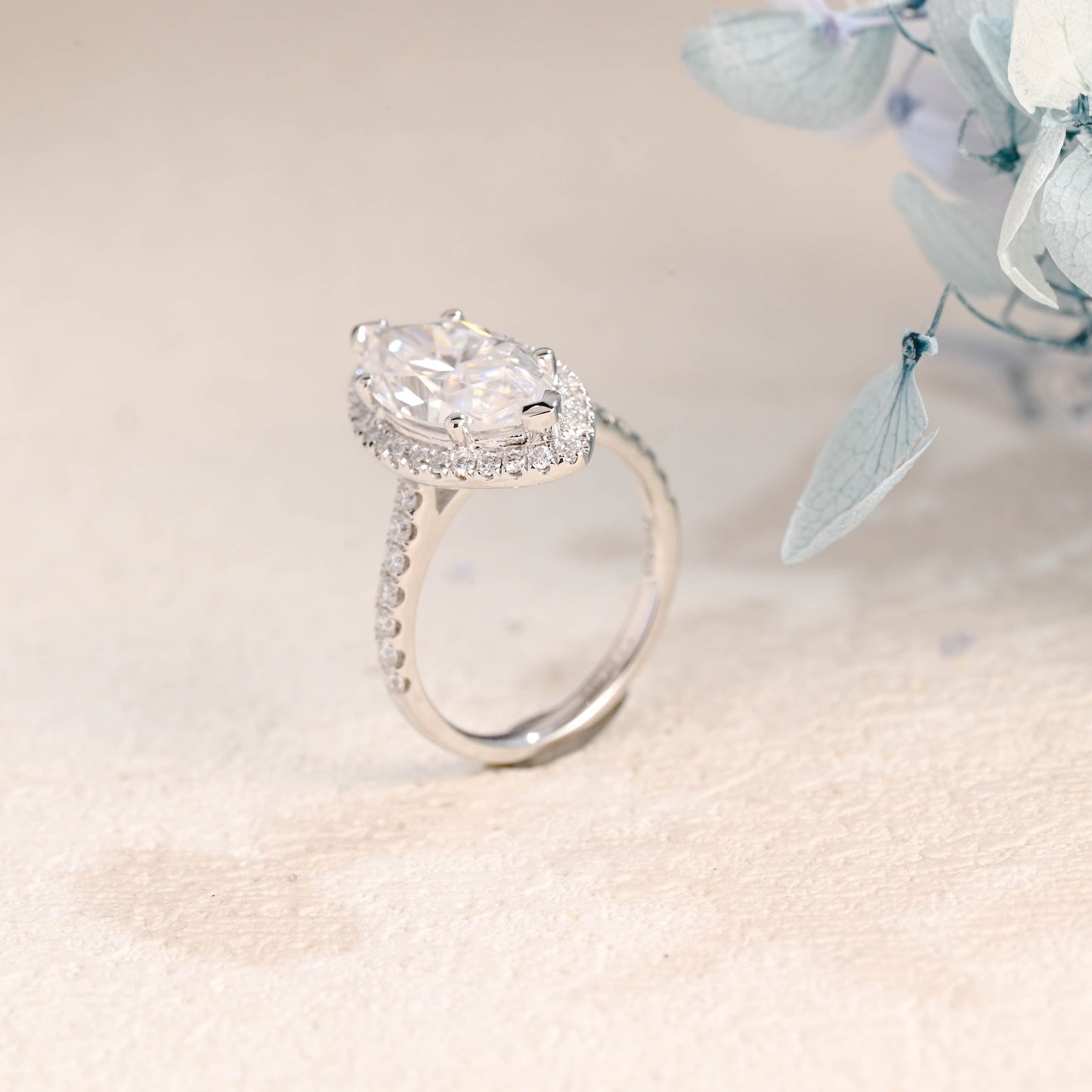 CausYou Marquise cut moissanite engagement ring Solid Gold Halo Marquise Cut Moissanite Engagement Ring