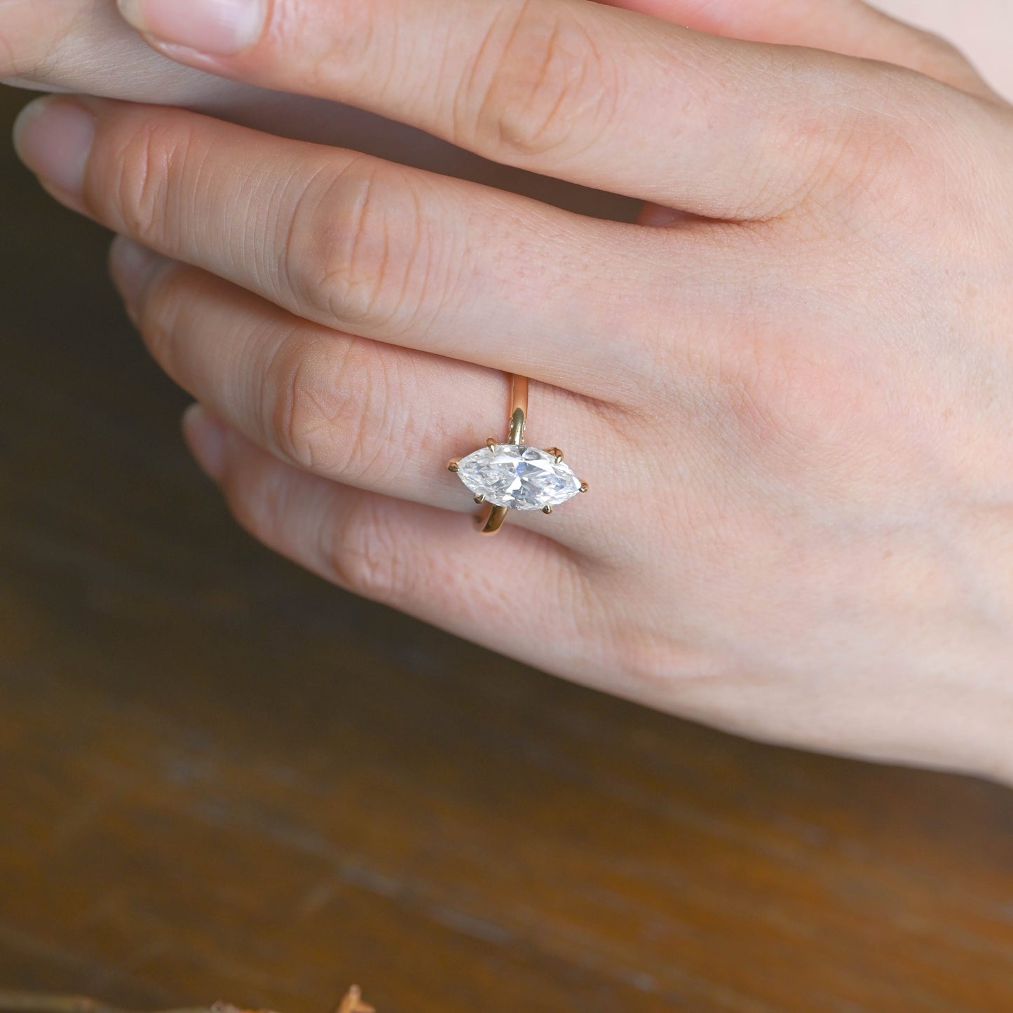 CausYou Marquise cut moissanite engagement ring Solid Gold Hidden Halo Marquise Cut Moissanite Engagement Ring