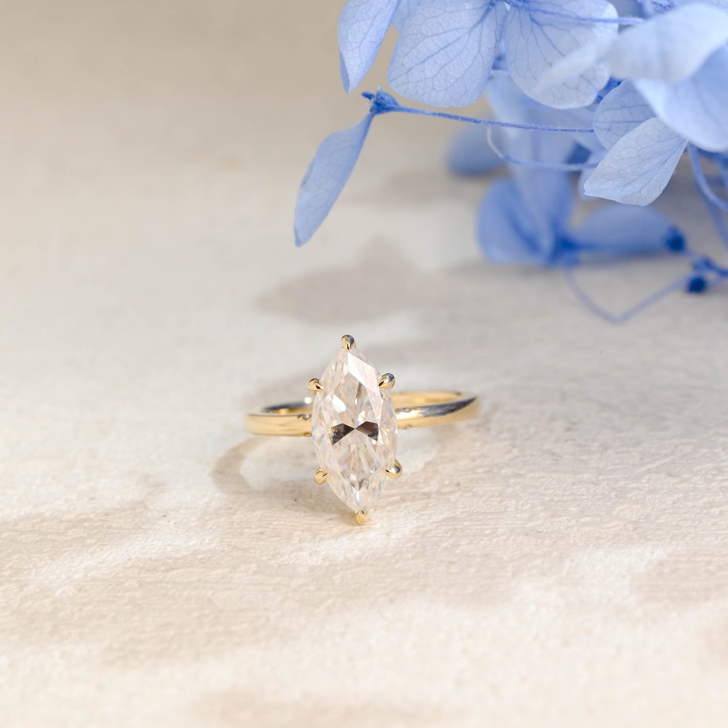 CausYou Marquise cut moissanite engagement ring Solid Gold Hidden Halo Marquise Cut Moissanite Engagement Ring