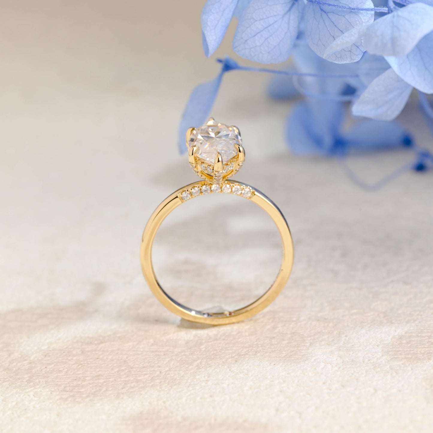 CausYou Marquise cut moissanite engagement ring Solid Gold Hidden Halo Marquise Cut Moissanite Engagement Ring