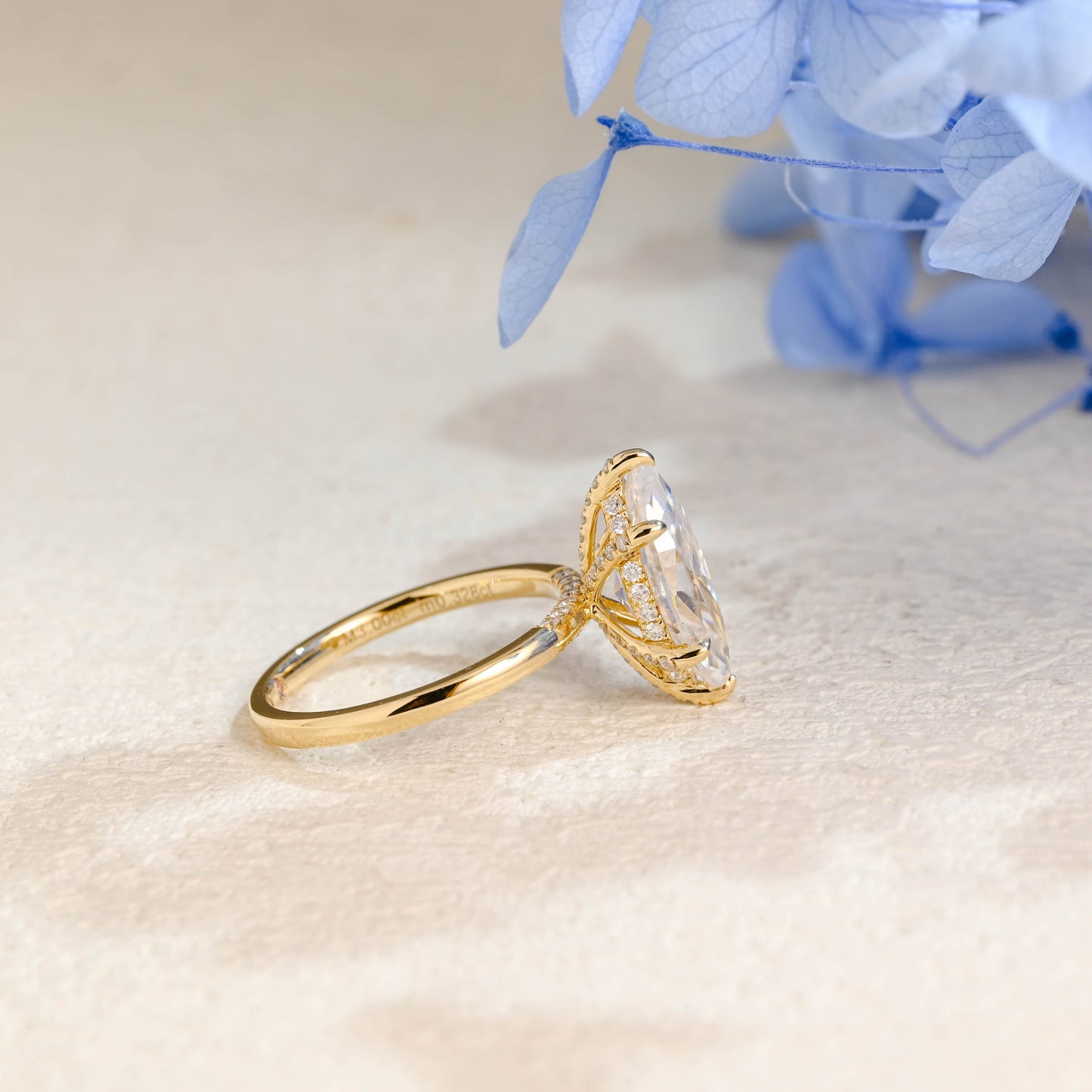 CausYou Marquise cut moissanite engagement ring Solid Gold Hidden Halo Marquise Cut Moissanite Engagement Ring