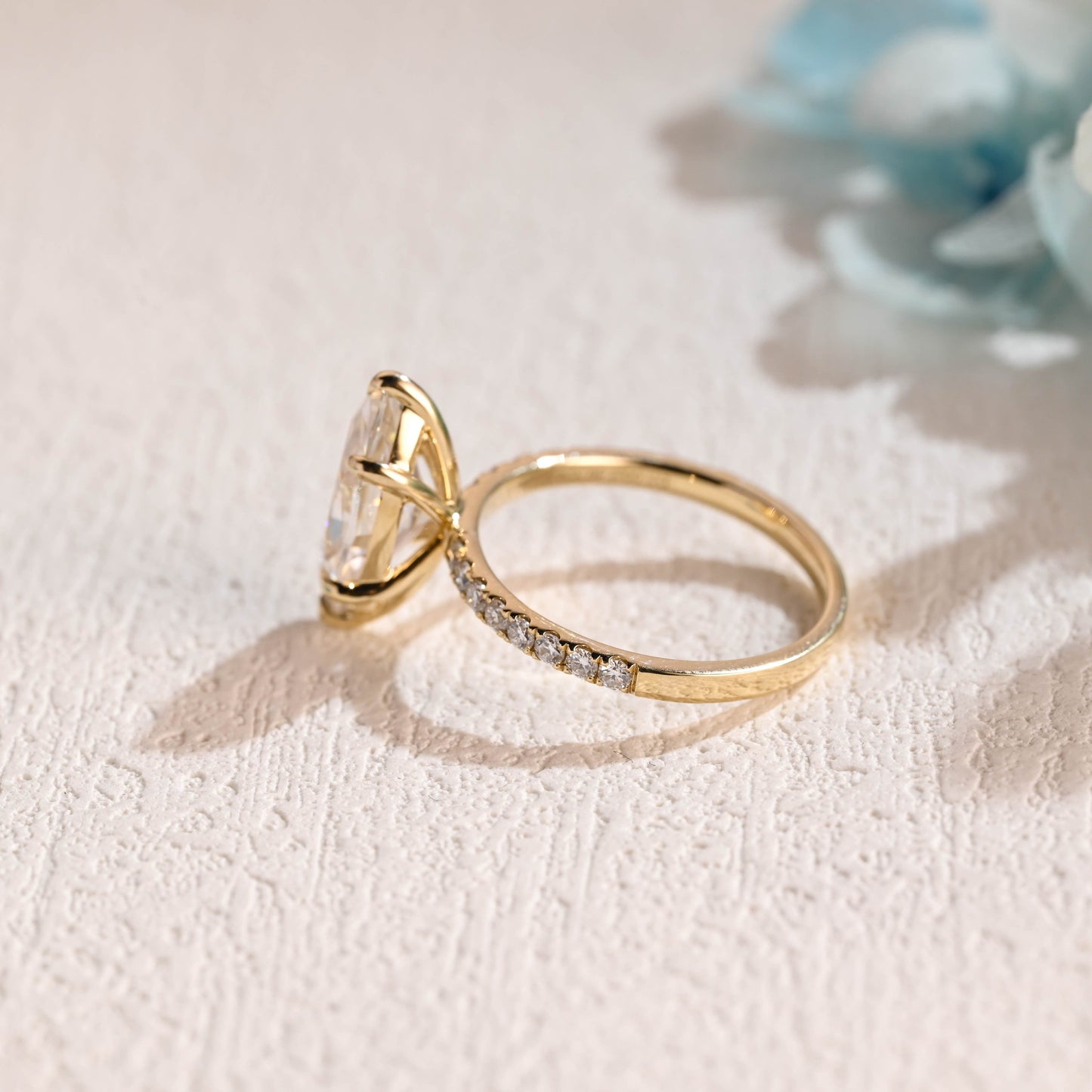 CausYou Marquise cut moissanite engagement ring Solid Gold Marquise Cut Moissanite Engagement Ring, Paved Promise Ring, Proposal Ring, Gift for Women Wife