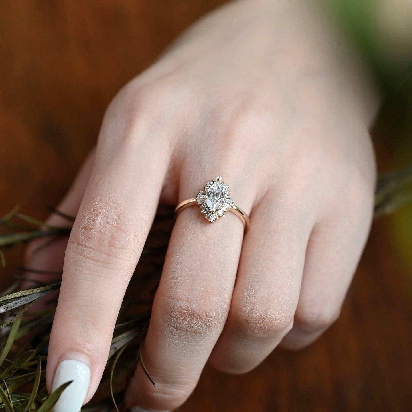 CausYou Marquise cut moissanite engagement ring Solid Gold Marquise Cut Moissanite Engagement Ring, Promise Ring, Proposal Ring for Women Wife