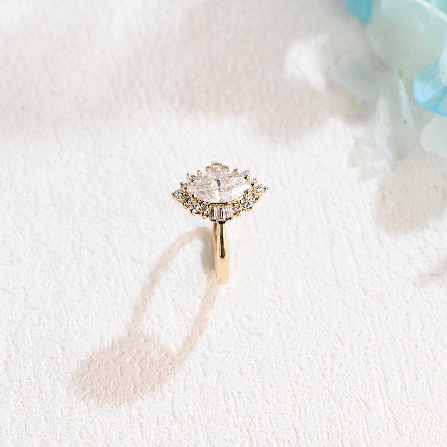 CausYou Marquise cut moissanite engagement ring Solid Gold Marquise Cut Moissanite Engagement Ring, Promise Ring, Proposal Ring for Women Wife