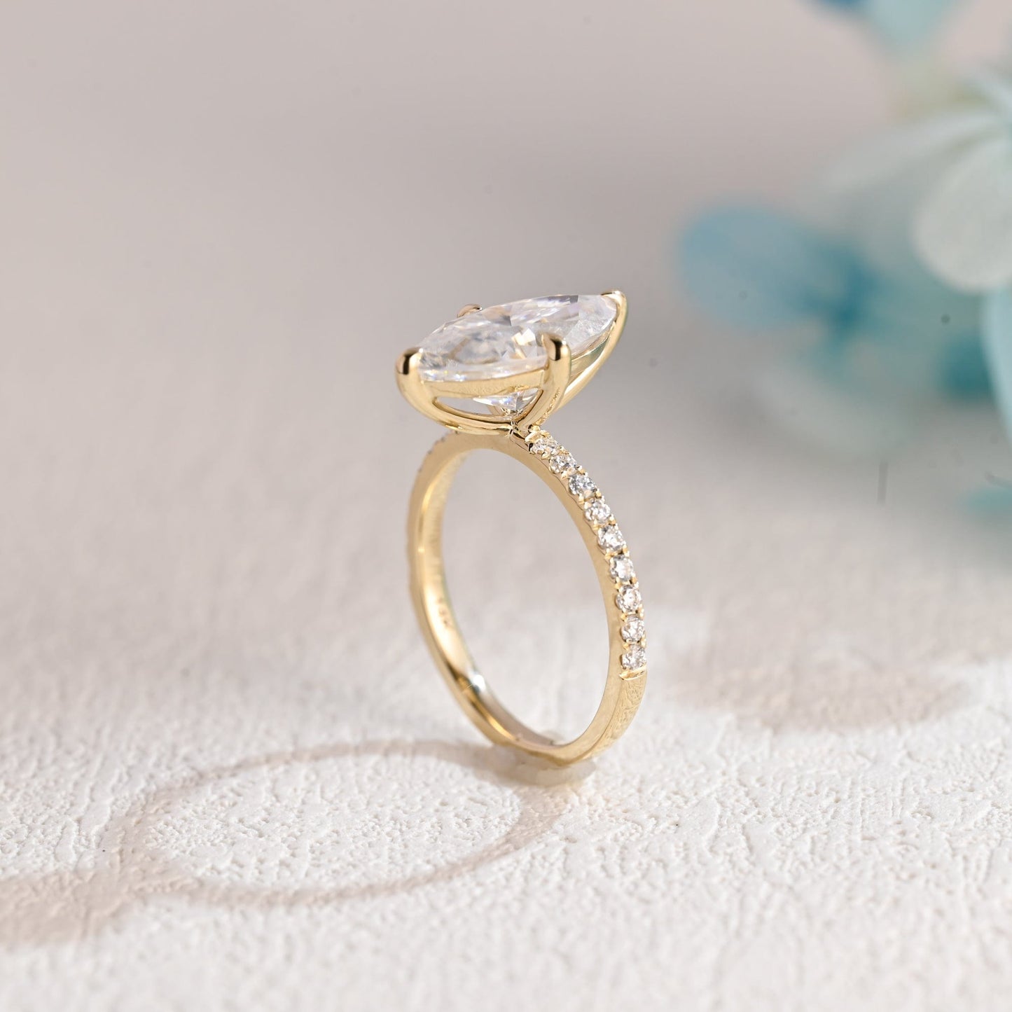 CausYou Marquise cut moissanite engagement ring Solid Gold Marquise Cut Moissanite Engagement Ring, Promise Ring, Proposal Ring for Women Wife