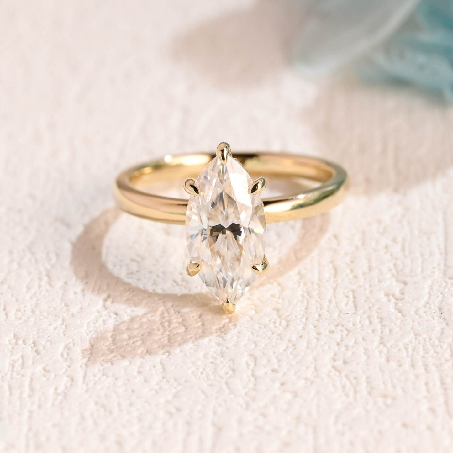 CausYou Marquise cut moissanite engagement ring Solid Gold Marquise Cut Moissanite Engagement Ring, Promise Ring, Proposal Ring, Gift for Women Wife