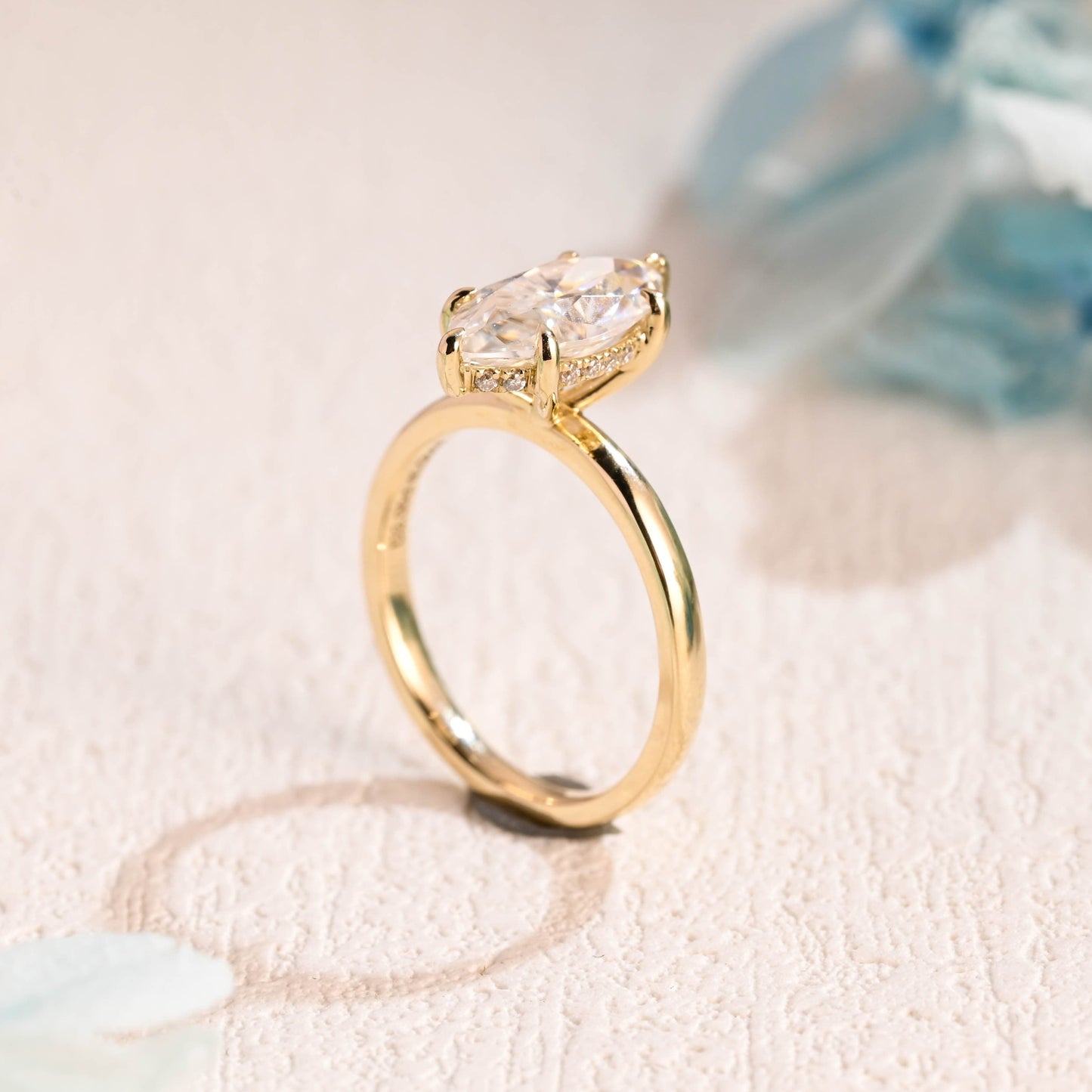 CausYou Marquise cut moissanite engagement ring Solid Gold Marquise Cut Moissanite Engagement Ring, Promise Ring, Proposal Ring, Gift for Women Wife