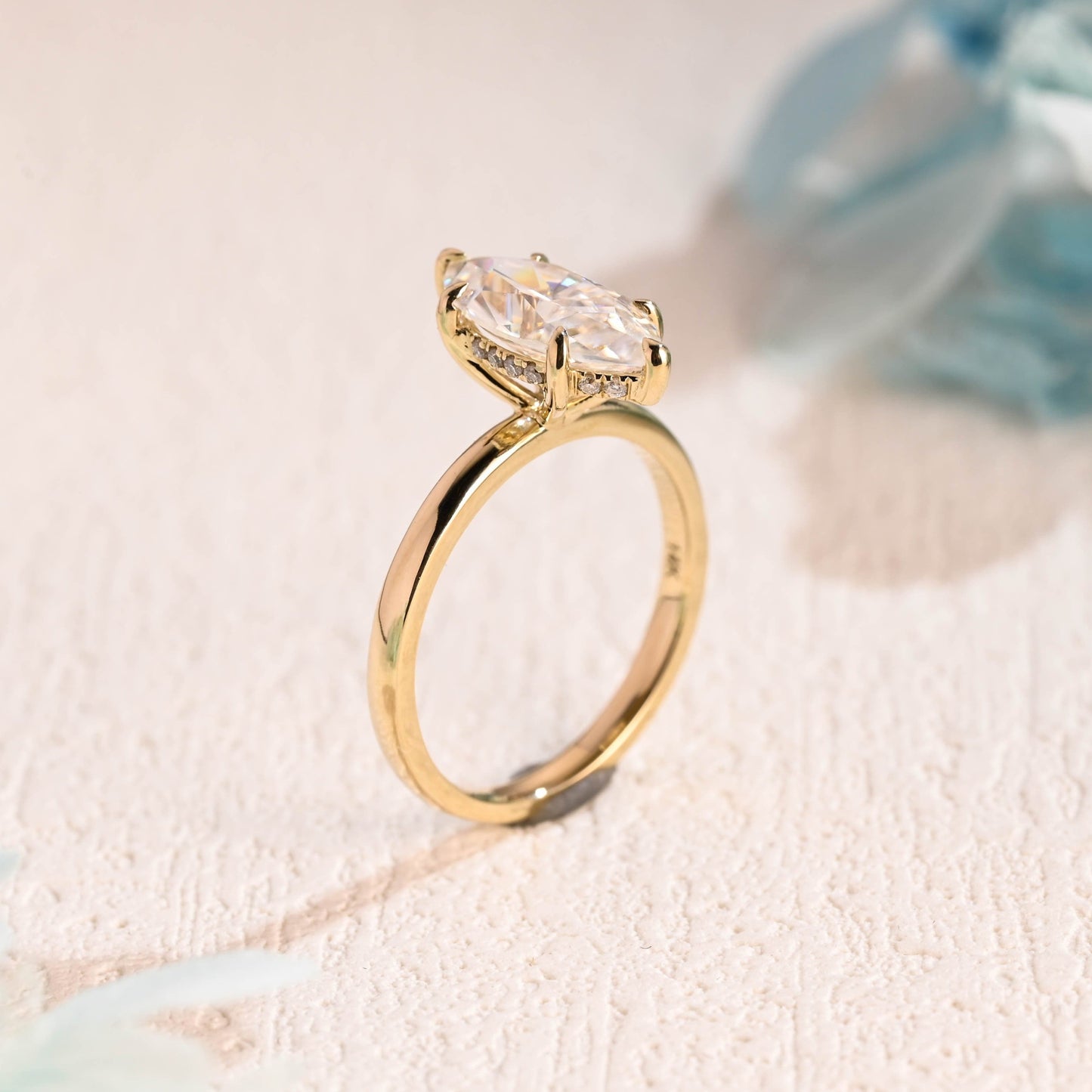 CausYou Marquise cut moissanite engagement ring Solid Gold Marquise Cut Moissanite Engagement Ring, Promise Ring, Proposal Ring, Gift for Women Wife