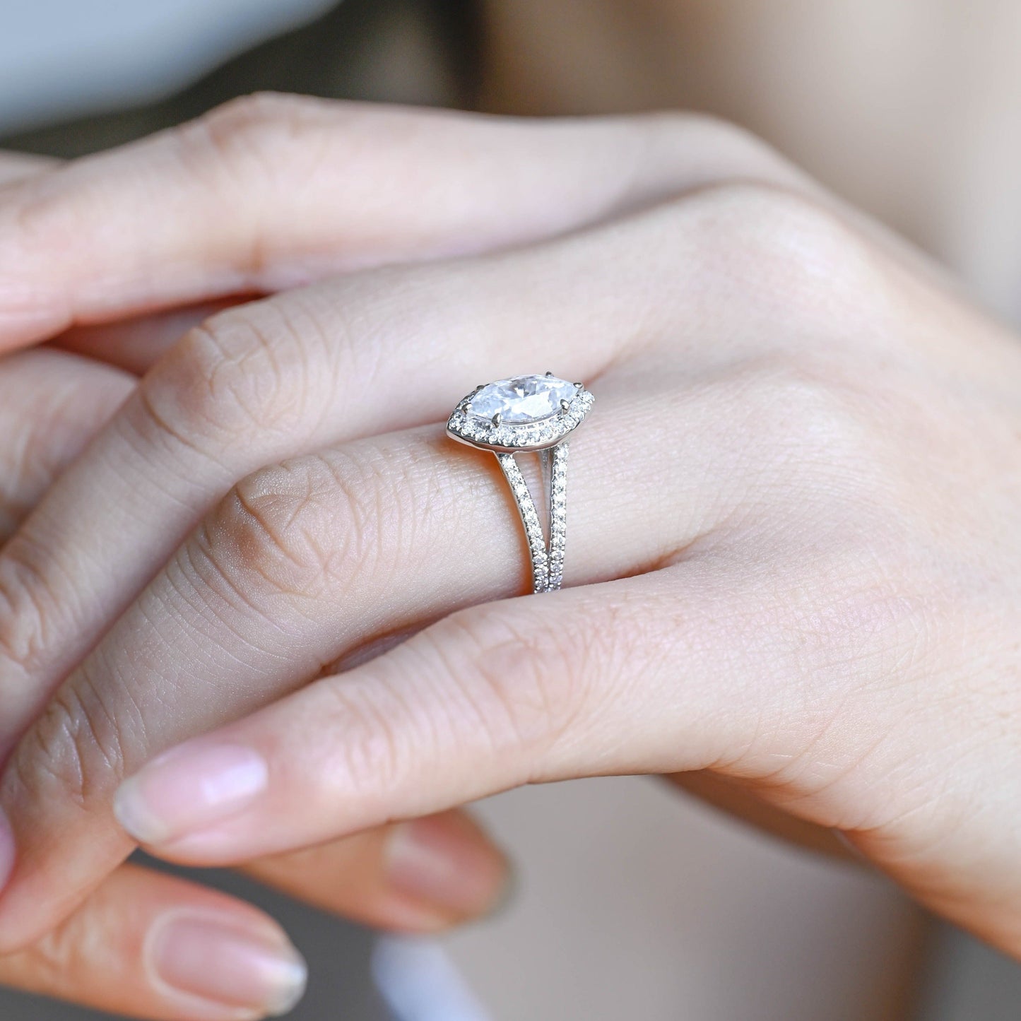 CausYou Marquise cut moissanite engagement ring Solid Gold Marquise Cut Moissanite Engagement Ring, Promise Ring, Proposal Ring, Gift for Women Wife