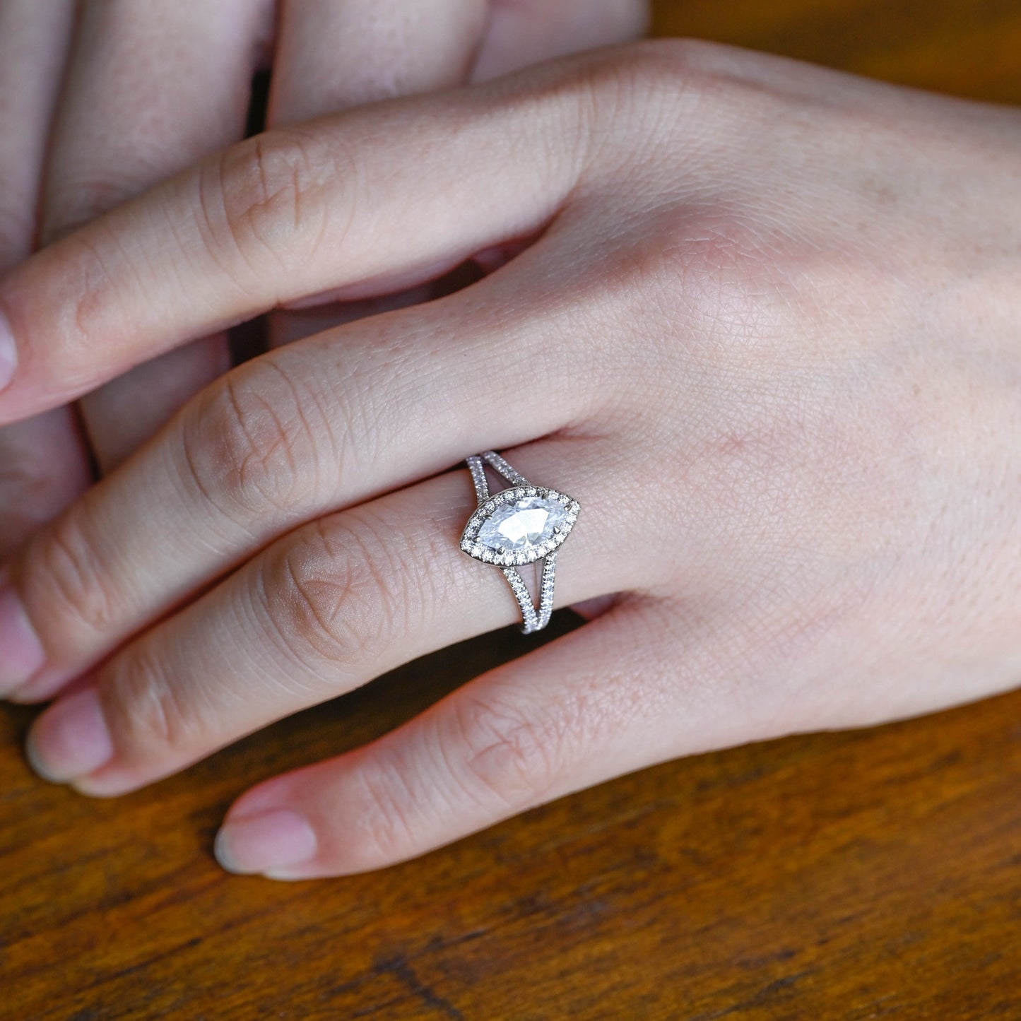 CausYou Marquise cut moissanite engagement ring Solid Gold Marquise Cut Moissanite Engagement Ring, Promise Ring, Proposal Ring, Gift for Women Wife