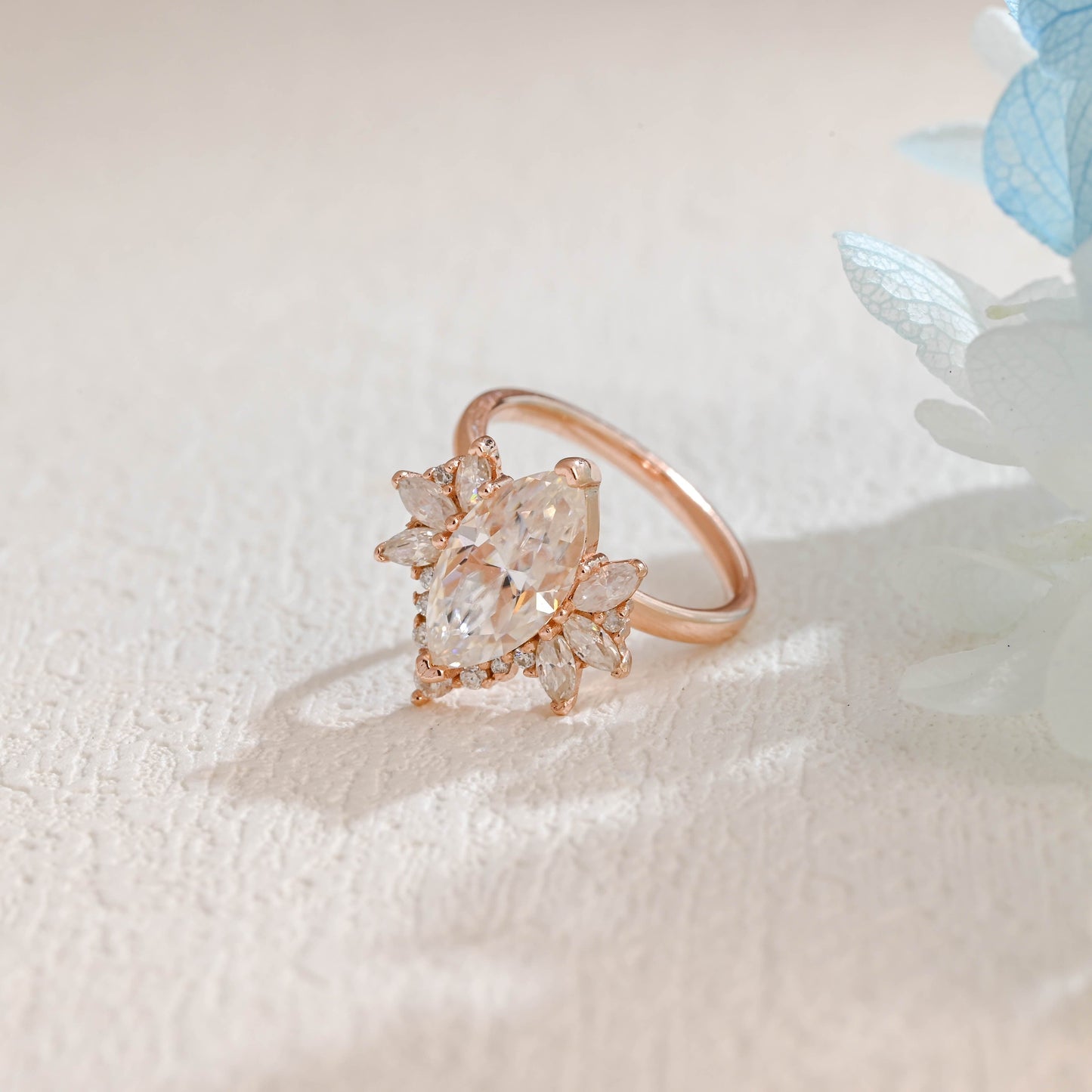 CausYou Marquise cut moissanite engagement ring Solid Gold Marquise Cut Moissanite Engagement Ring, Promise Ring, Proposal Ring, Gift for Women Wife