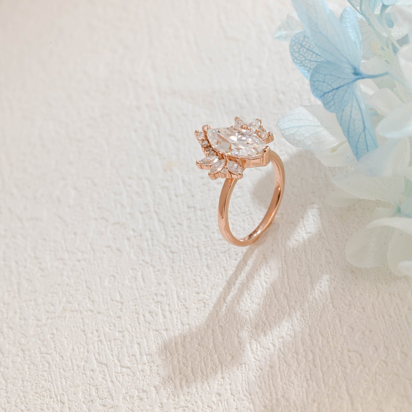 CausYou Marquise cut moissanite engagement ring Solid Gold Marquise Cut Moissanite Engagement Ring, Promise Ring, Proposal Ring, Gift for Women Wife