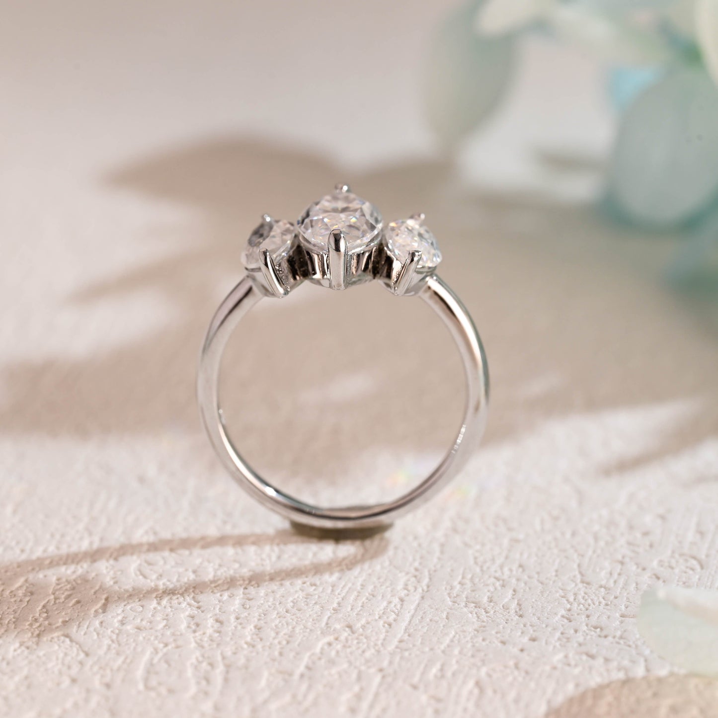CausYou Marquise cut moissanite engagement ring Solid Gold Marquise Cut Moissanite Engagement Ring, Three Stone Promise Ring, Proposal Ring, Gift for Woman, Wife