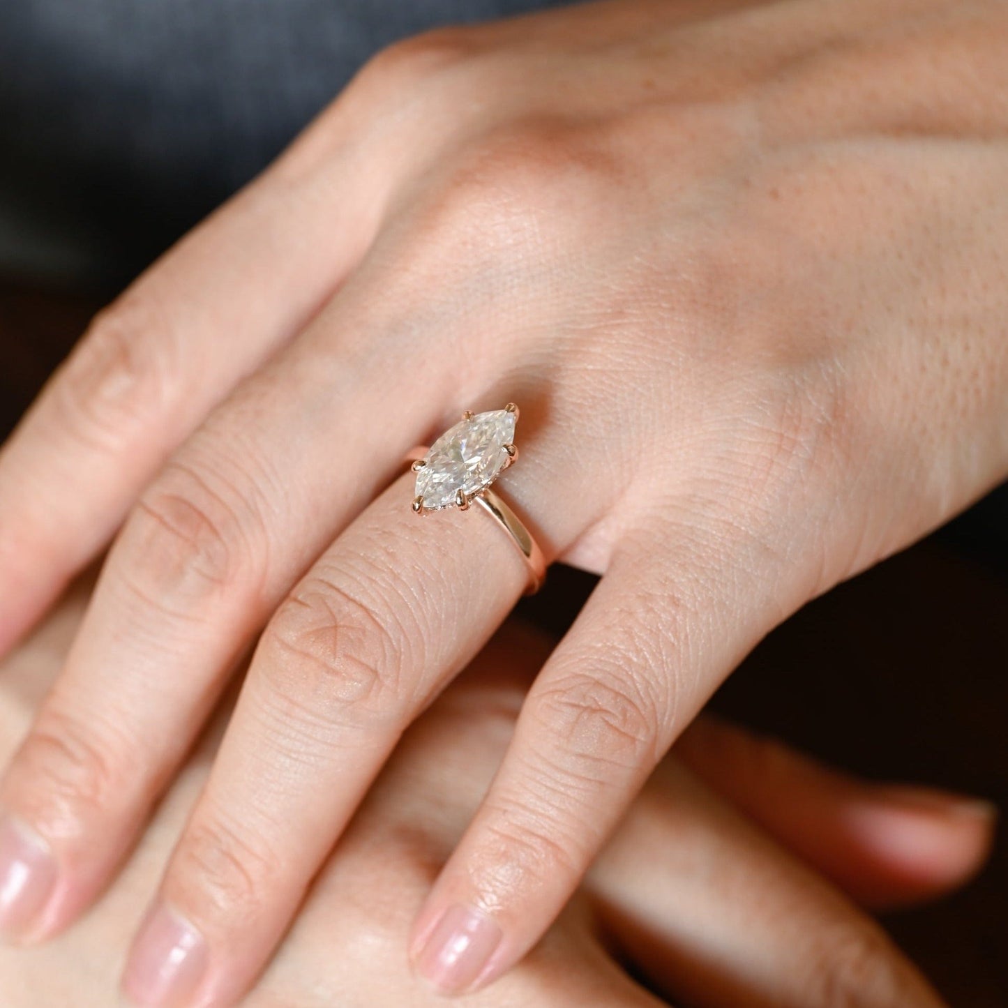 CausYou Marquise cut moissanite engagement ring Solid Gold Marquise Cut Moissanite Engagement Ring, Vintage Promise Ring, Proposal Ring, Gift for Woman, Wife