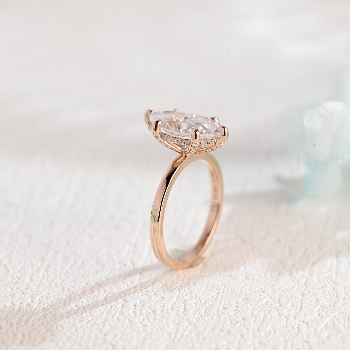 CausYou Marquise cut moissanite engagement ring Solid Gold Marquise Cut Moissanite Engagement Ring, Vintage Promise Ring, Proposal Ring, Gift for Woman, Wife