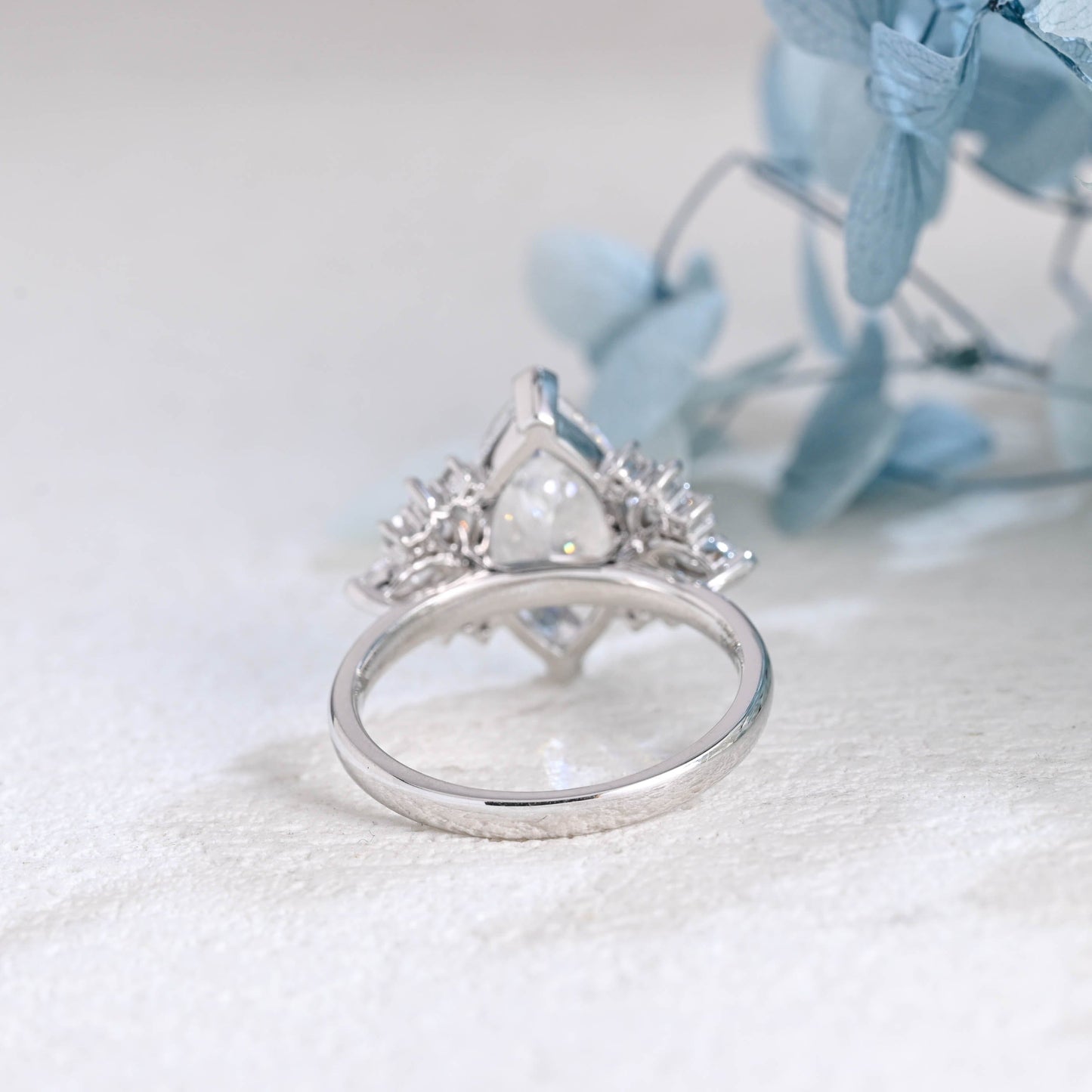 CausYou Marquise cut moissanite engagement ring Solid Gold Side Clister Marquise Cut Moissanite Engagement Ring