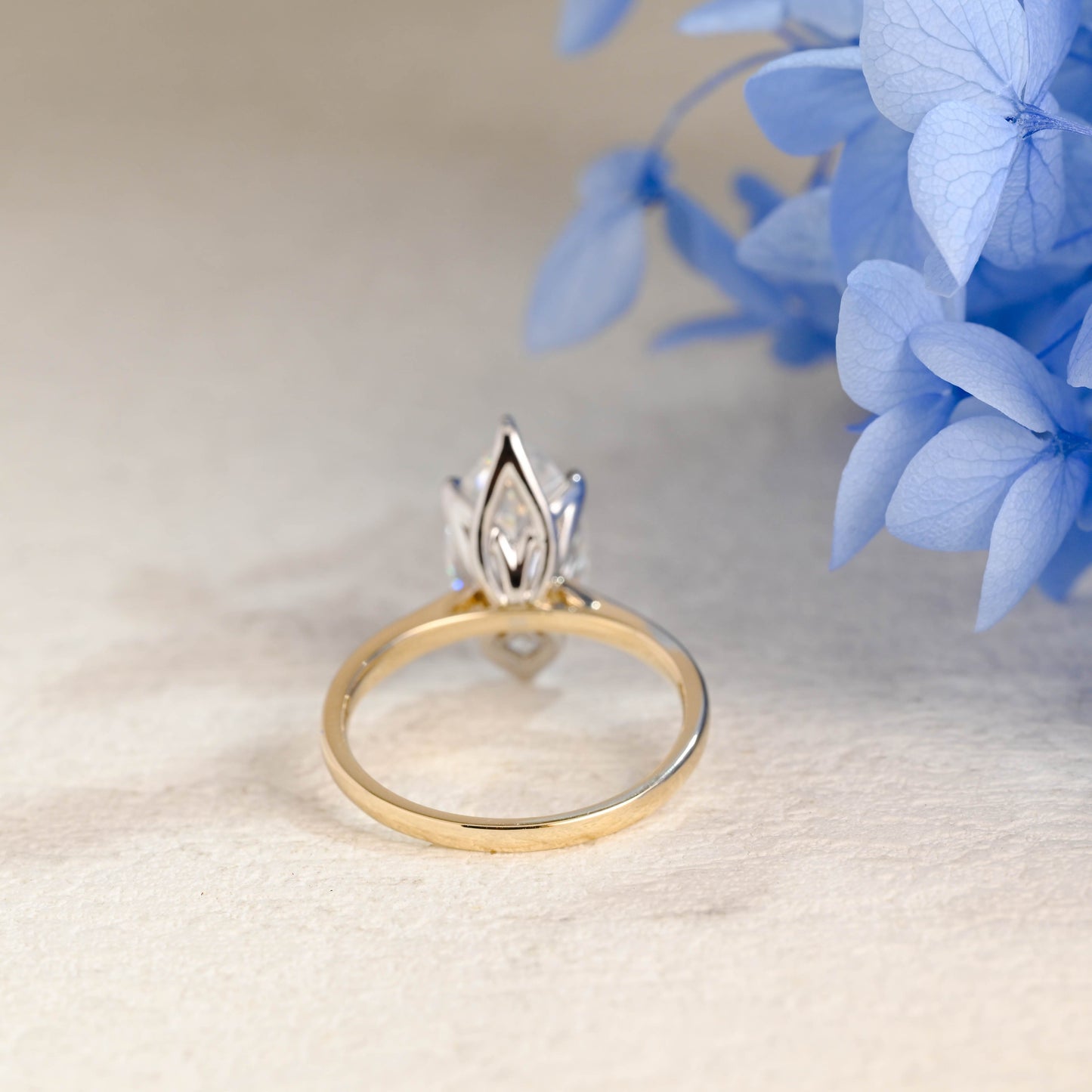 CausYou Marquise cut moissanite engagement ring Solid Gold Solitaire Two Tone Marquise Cut Moissanite Engagement Ring