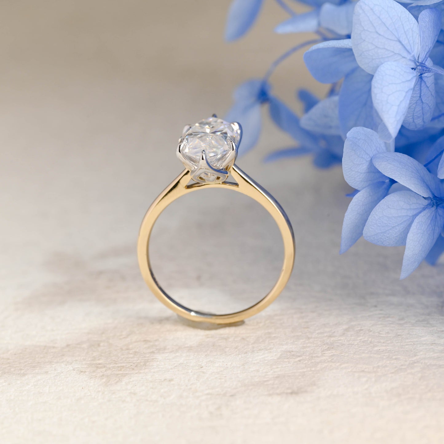 CausYou Marquise cut moissanite engagement ring Solid Gold Solitaire Two Tone Marquise Cut Moissanite Engagement Ring