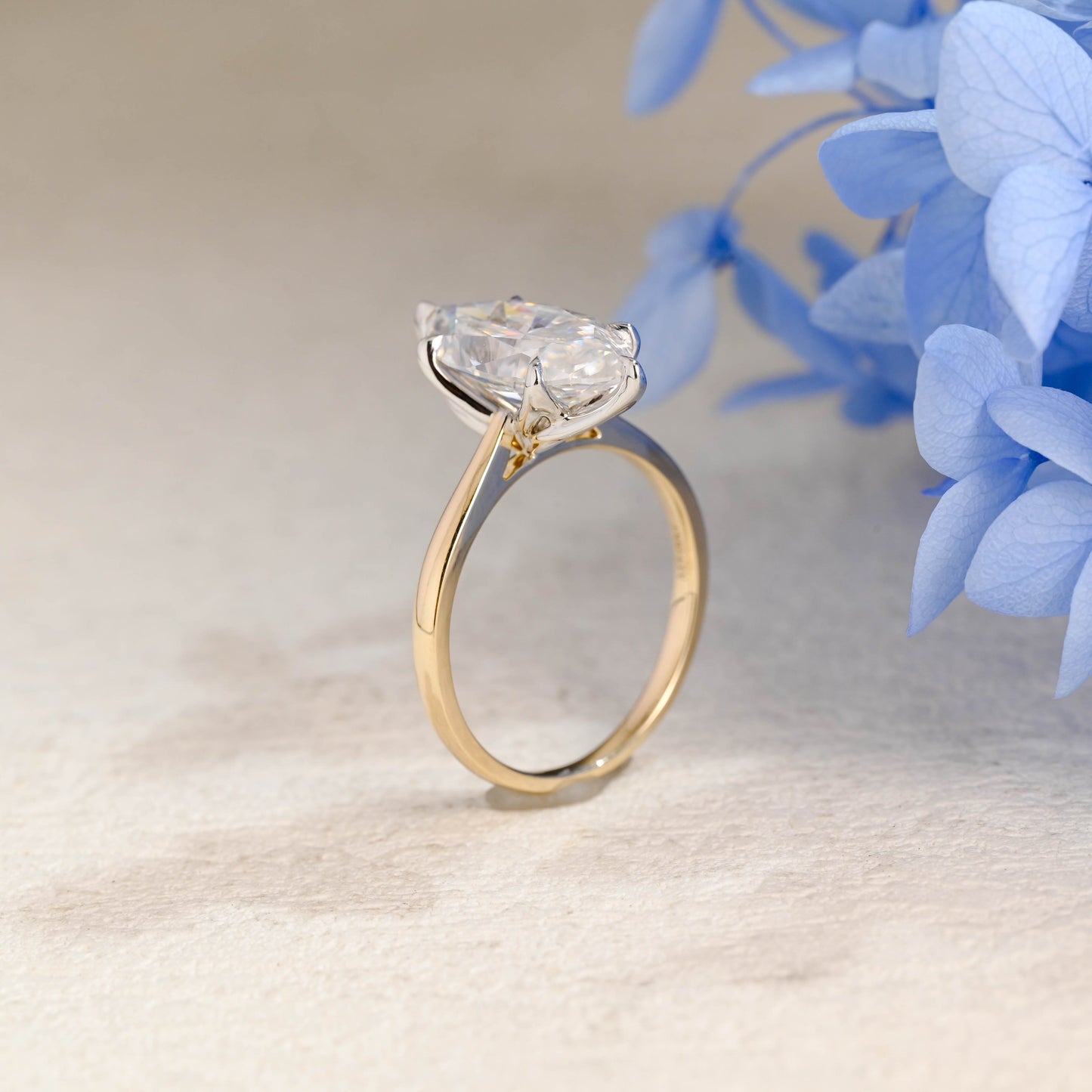 CausYou Marquise cut moissanite engagement ring Solid Gold Solitaire Two Tone Marquise Cut Moissanite Engagement Ring