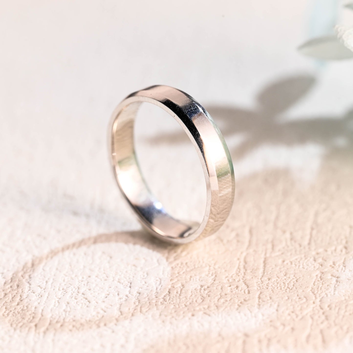 CausYou men's wedding ring CausYou Solid Gold 4mm Width Plain Band, Unisex Wedding Band