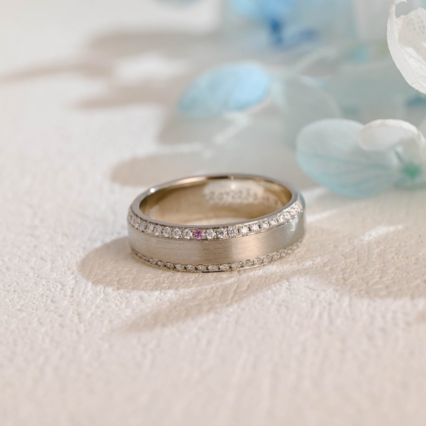 CausYou men's wedding ring CausYou Solid Gold 6mm Satin-Finish Cigar Band, Round Moissanite Wedding Band