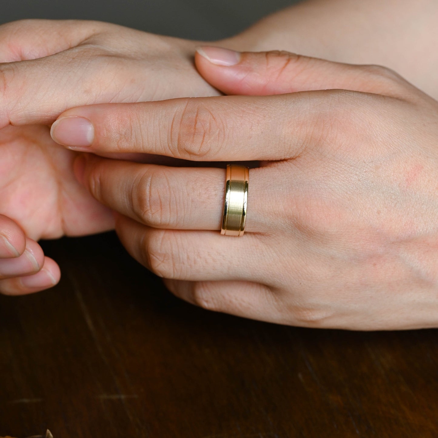CausYou men's wedding ring CausYou Solid Gold 7mm Brushed Wedding Band