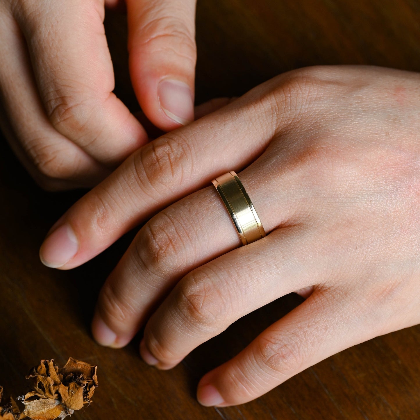 CausYou men's wedding ring CausYou Solid Gold 7mm Brushed Wedding Band