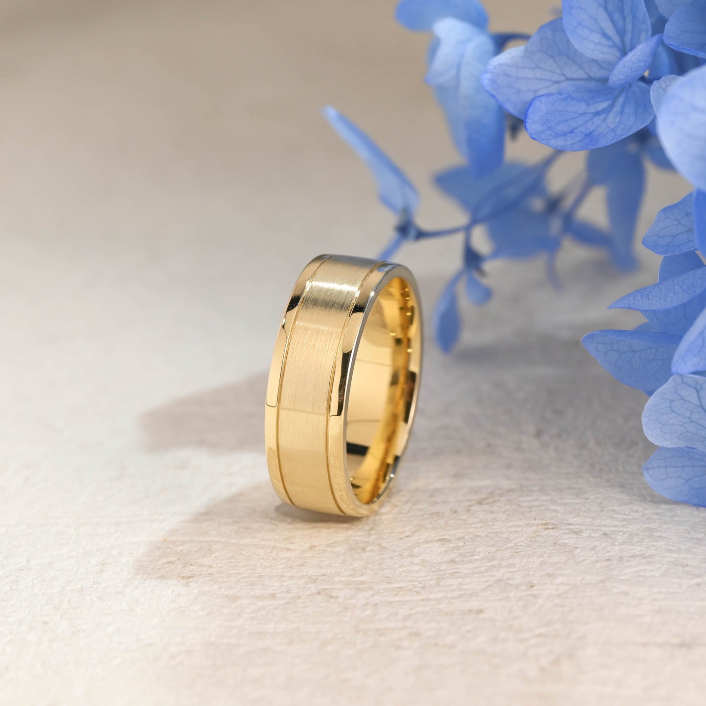 CausYou men's wedding ring CausYou Solid Gold 7mm Brushed Wedding Band